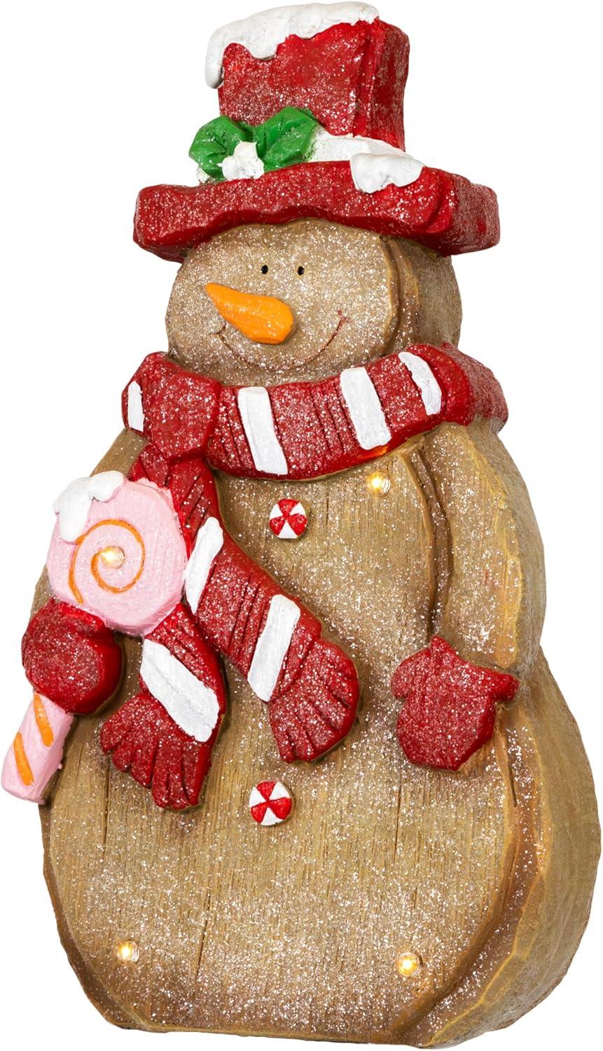 Northlight LED Lighted Gingerbread Snowman with Lollipop Christmas Figure - 15.5"