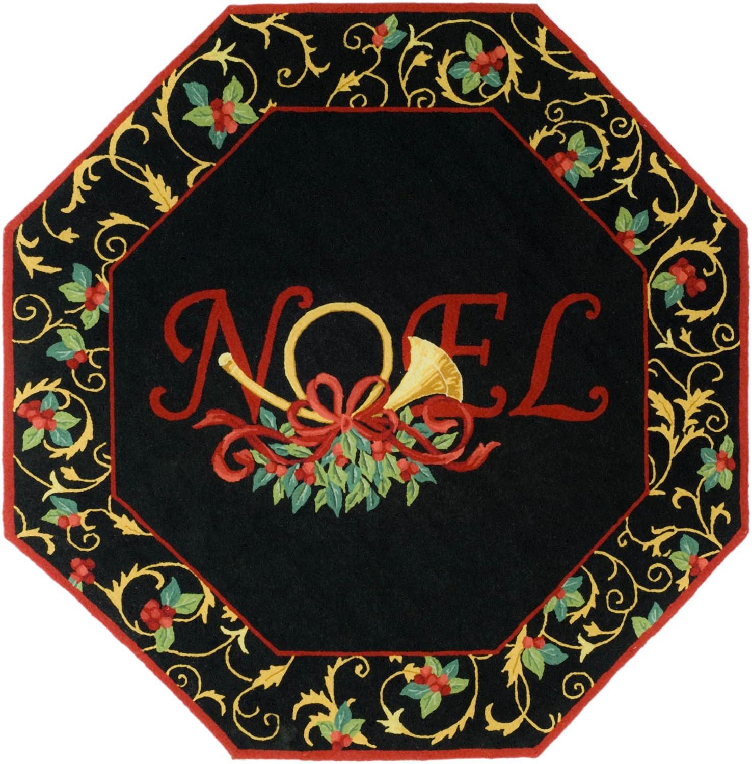 SAFAVIEH Chelsea Festive Bordered Area Rug, Black, 6' x 6' Round