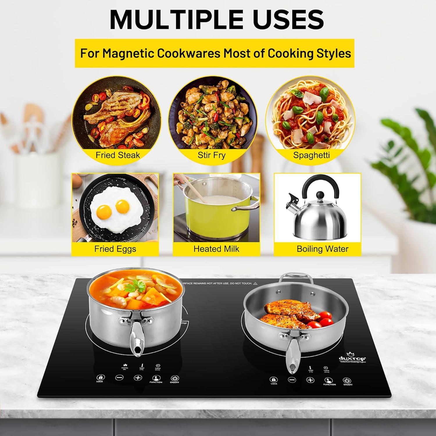 Duxtop Black Glass Portable Induction Cooktop with Touch Controls