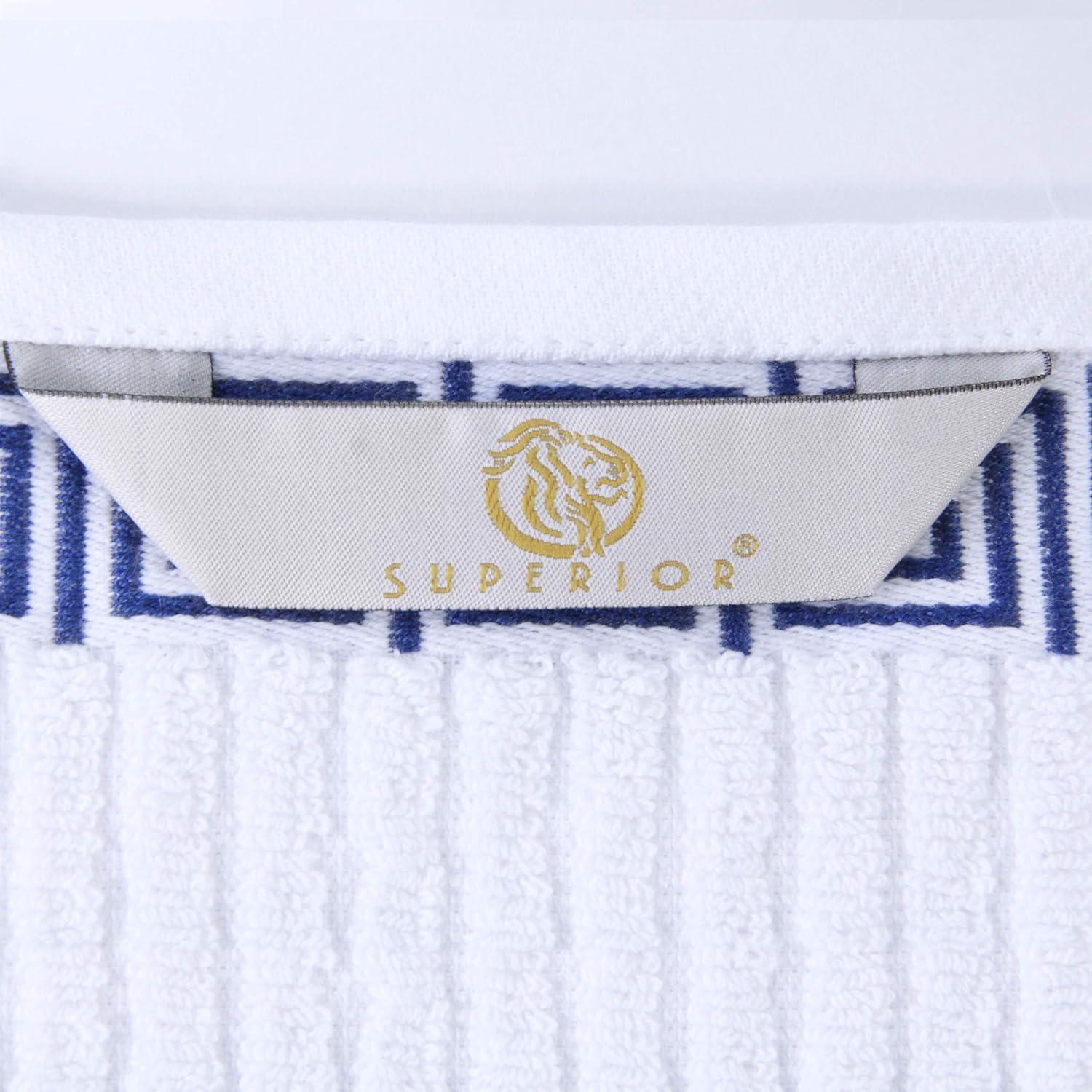 Superior Athens Cotton Medium Weight Floral Border Greek Key Trim 8 Piece Assorted Towel Set by Superior