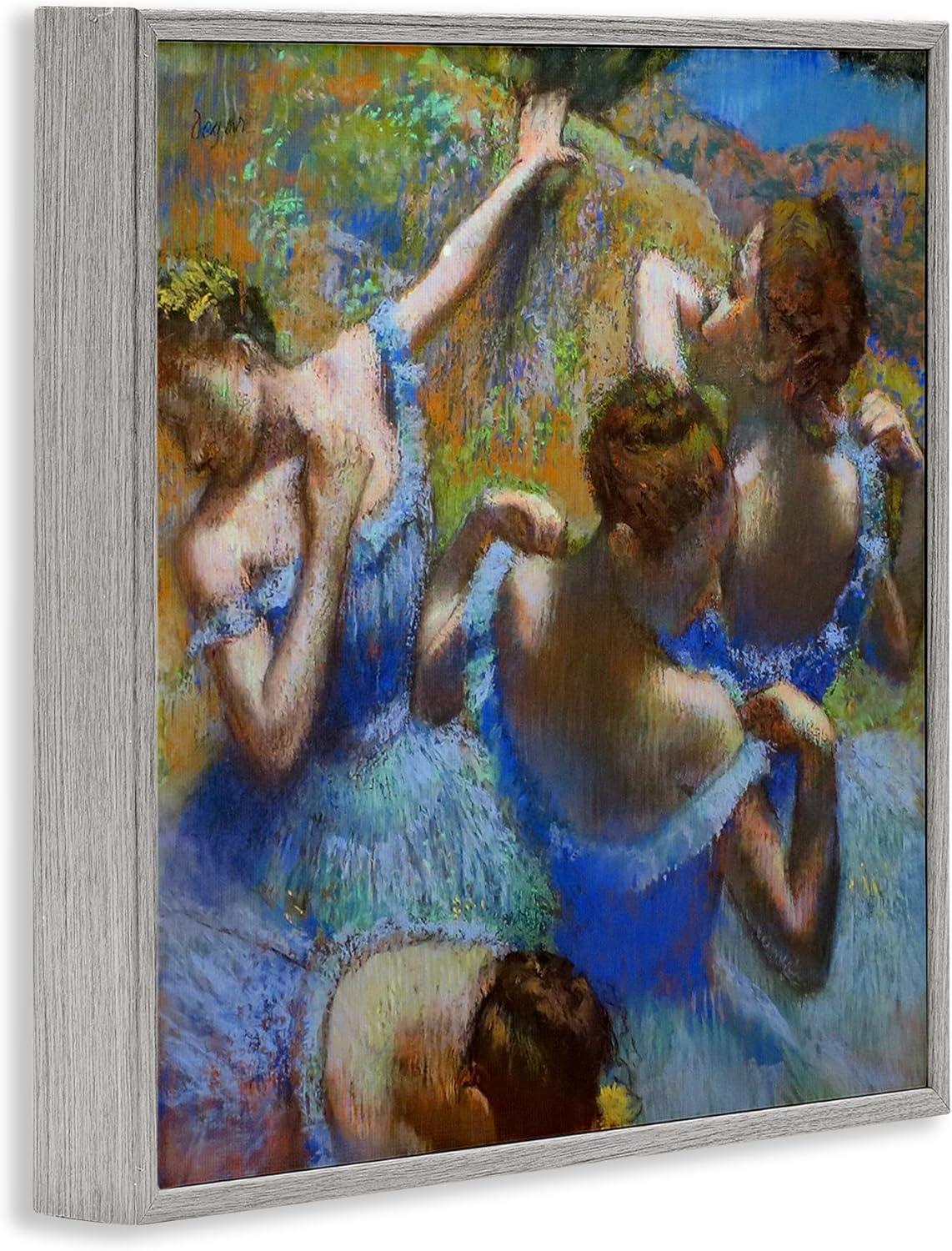 Stupell Industries Ballet Dancers Blue Green Classic Painting, Design by Edgar Degas Gray Framed Wall Art, 24x24
