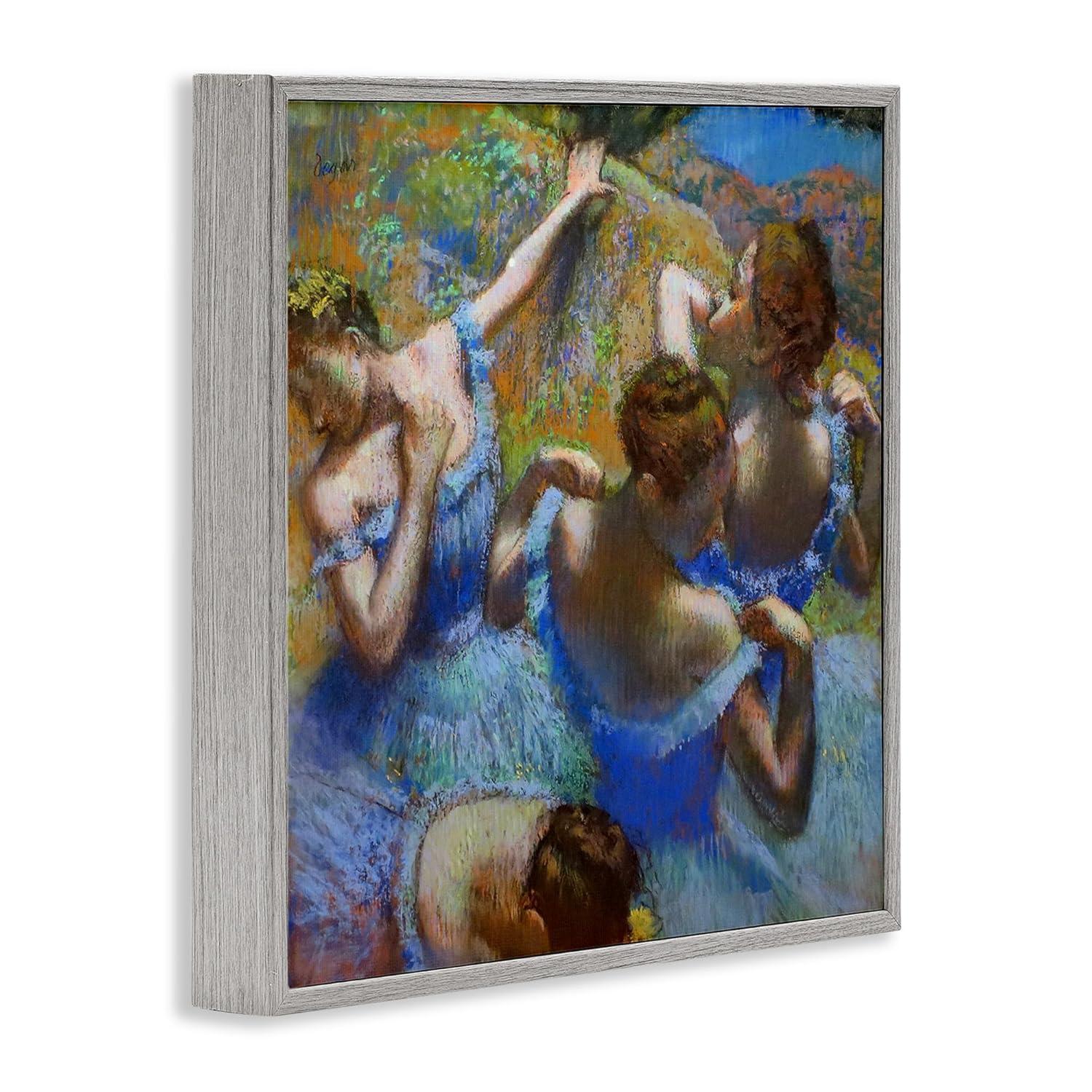Stupell Industries Ballet Dancers Blue Green Classic Painting, Design by Edgar Degas Gray Framed Wall Art, 24x24