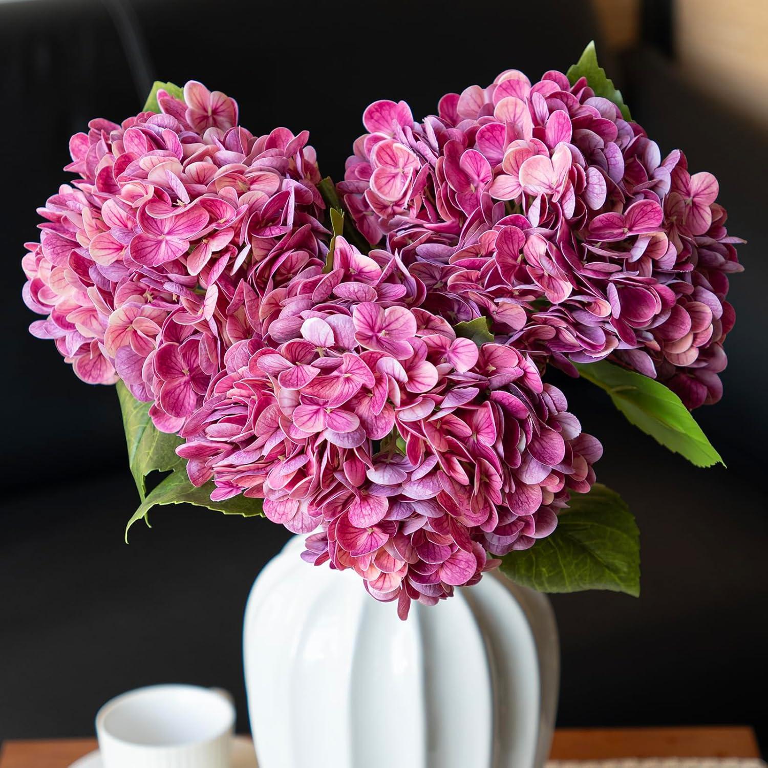 Real Touch Pink Artificial Hydrangea Bouquet for Office Decor