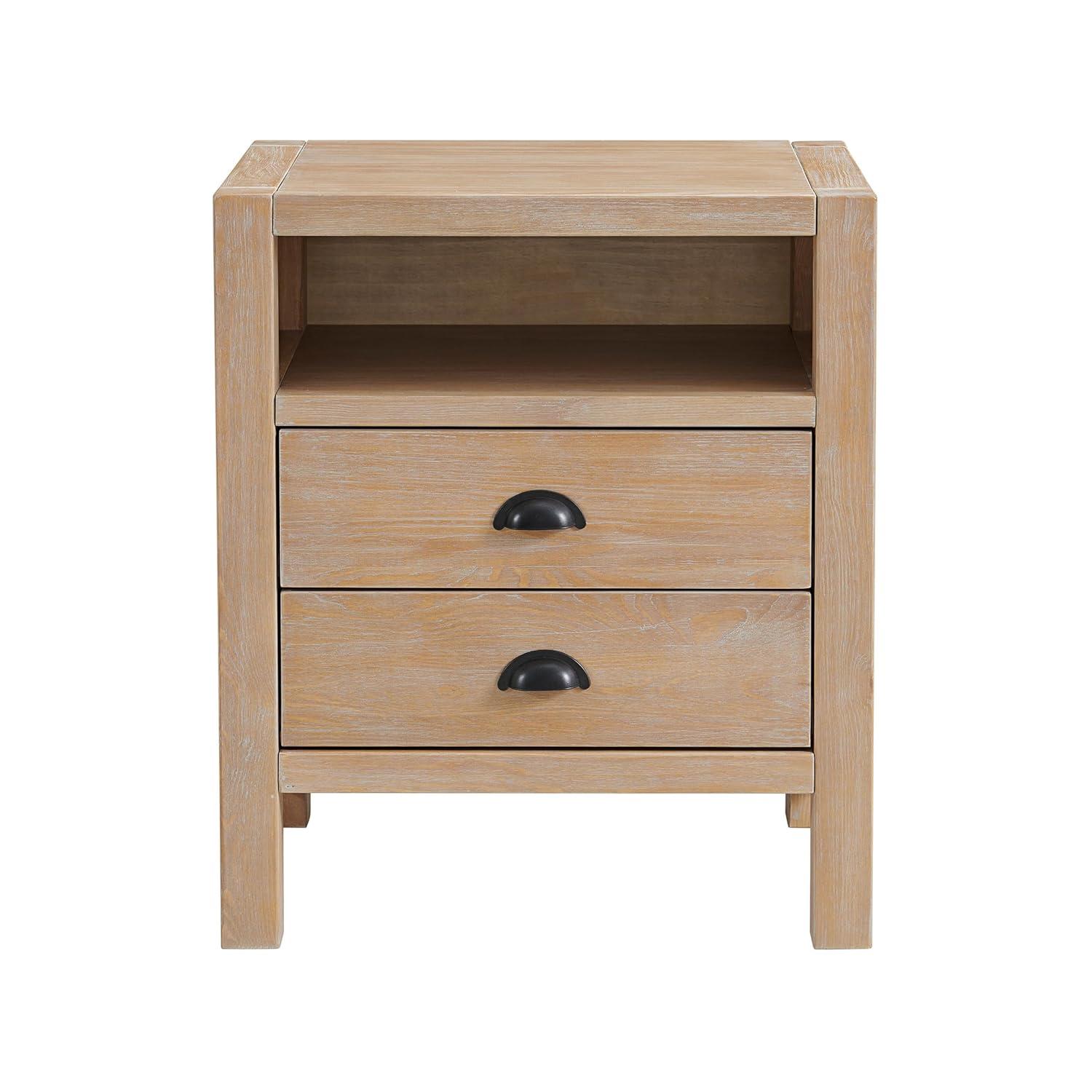 Arden 2-Drawer Wood Nightstand, 25 in. H Bedside Table with Oil Rubbed Bronze Drawer Pulls & Metal Drawers Glides, Perfect for Modern Rustic Bedroom Sets, Solid, Durable Pine Wood