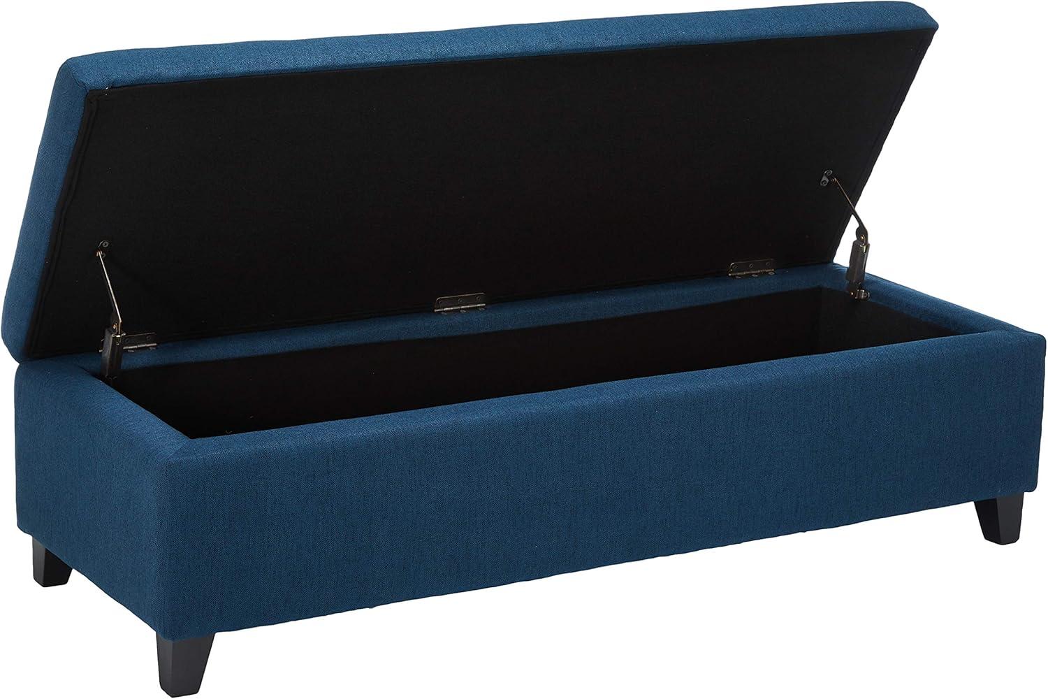 Christopher Knight Home York Storage Ottoman Navy Blue: Upholstered, Wood Frame, No Assembly Required