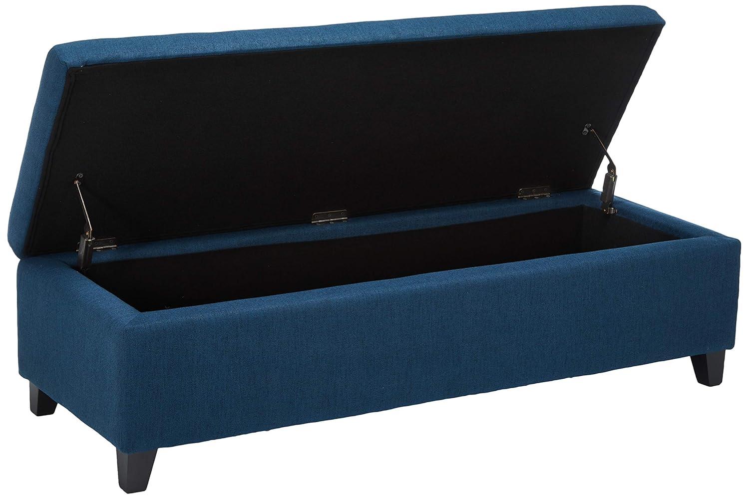 Christopher Knight Home York Storage Ottoman Navy Blue: Upholstered, Wood Frame, No Assembly Required