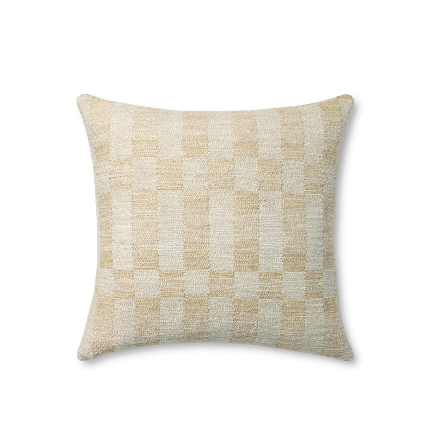 Adams Pillow by Amber Lewis x Loloi - Sand and Ivory / 18" x 18" / Polyester