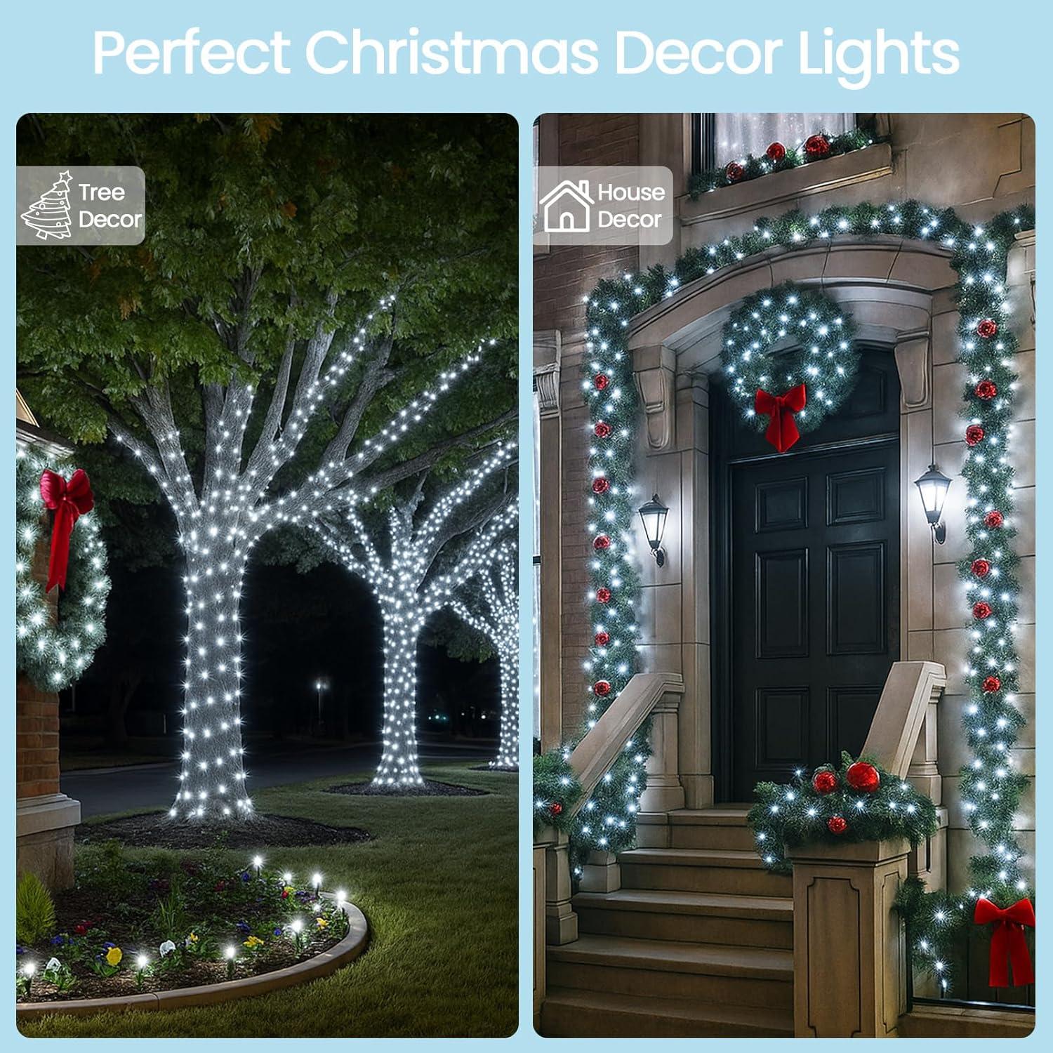 2-Pack Solar String Lights for Outside, Total 200LED Solar Fairy Lights Waterproof, Outdoor Twinkle Light Copper Wire 8 Modes Fairy Light for Xmas Tree Party Wedding Decor (Warm White)