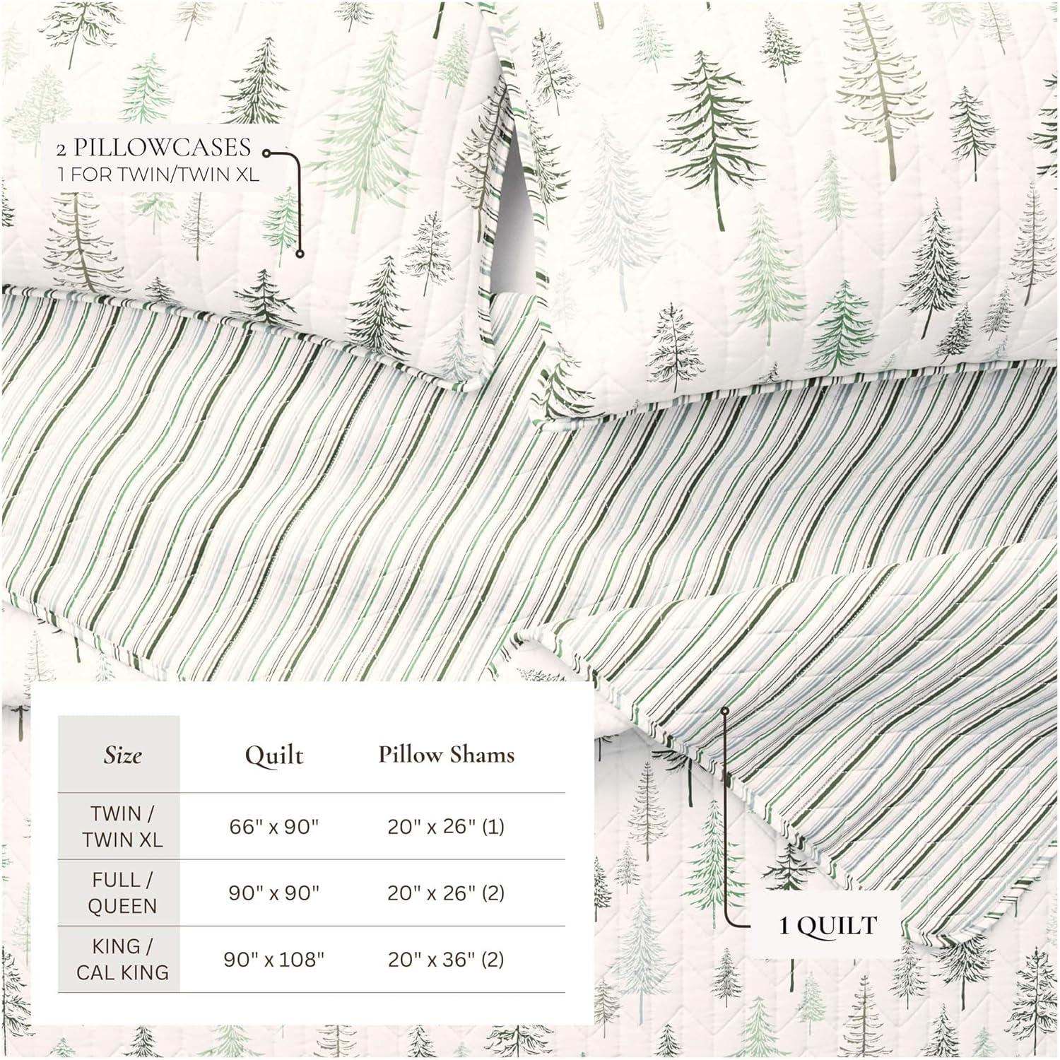 FreshFolds Green Forest Reversible Lodge Quilt Set with Shams