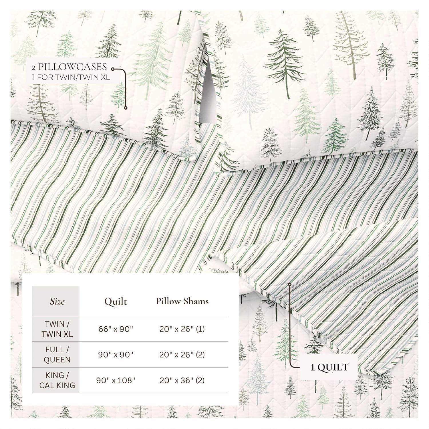 FreshFolds Green Forest Reversible Lodge Quilt Set with Shams