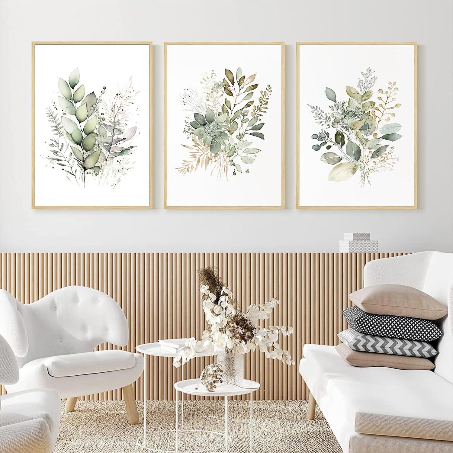 Watercolor Botanical Wall Art Set Of 3 Boho Floral Canvas Wall Decor Prints Sage Green Wildflower Wall Art Modern Flower Pictures Botanical Painting For Bedroom Bathroom 16X24 Inch Unframed