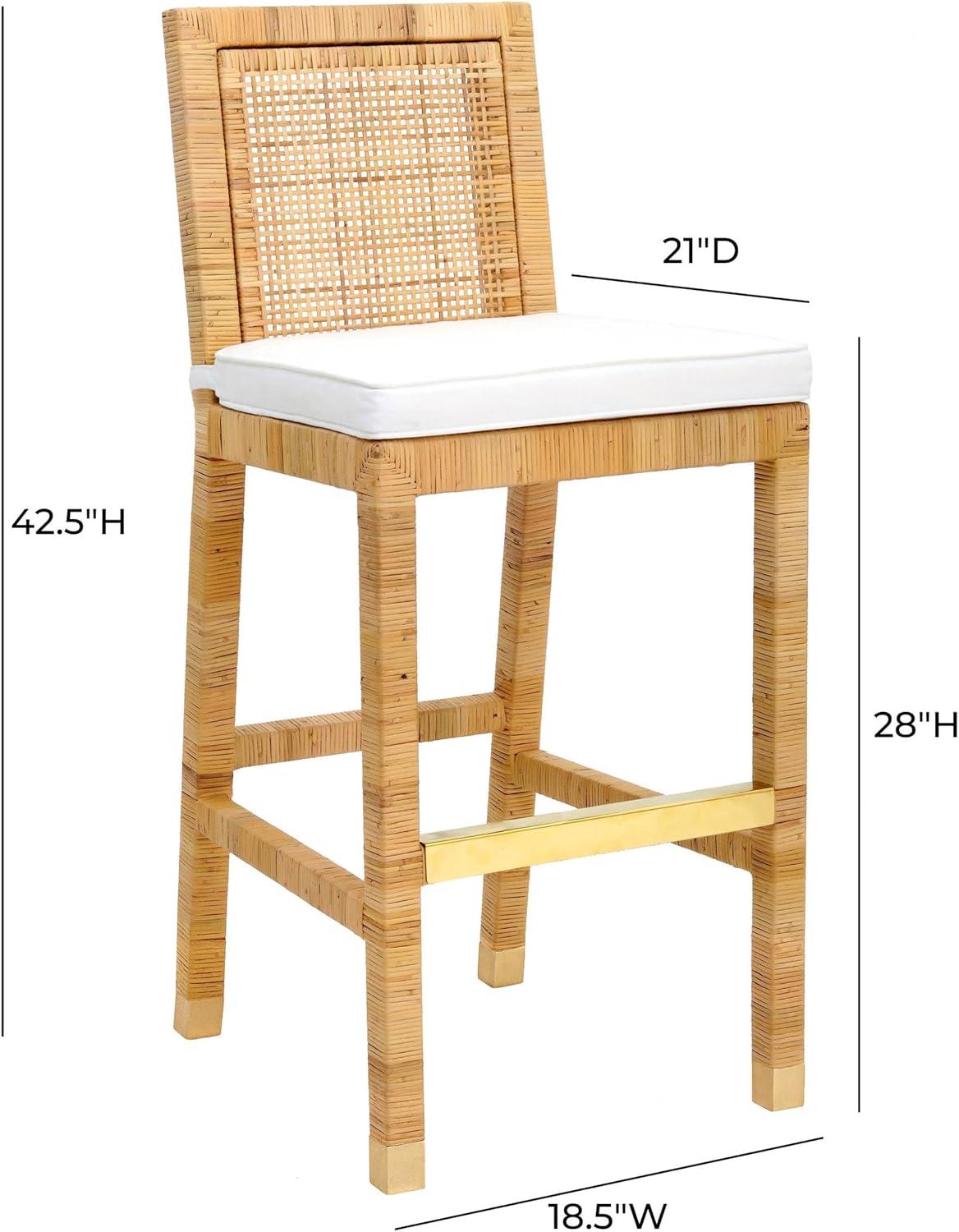 Amara Woven Rattan Performance Fabric Stool Natural Bar Height