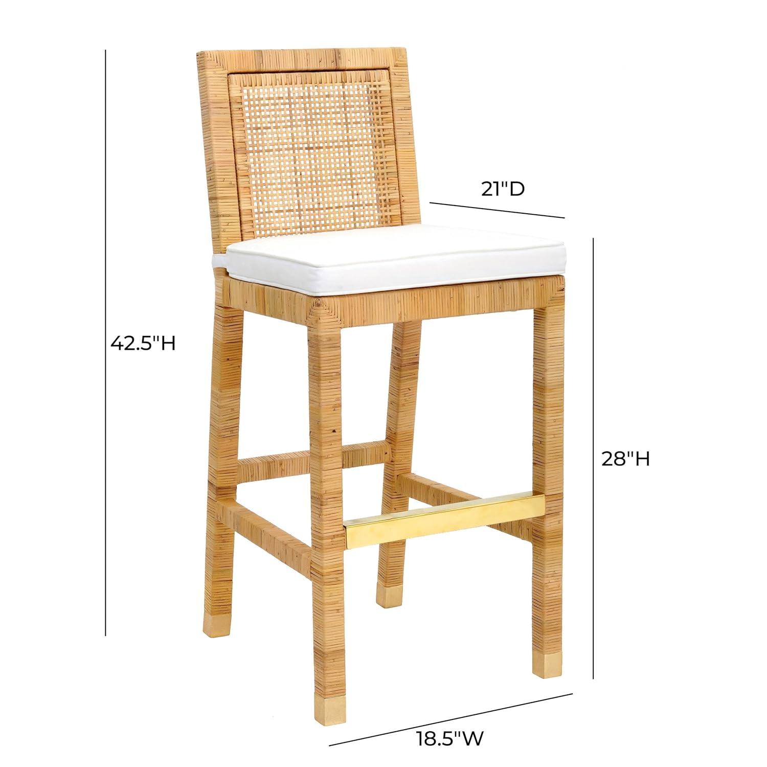 Amara Woven Rattan Performance Fabric Stool Natural Bar Height