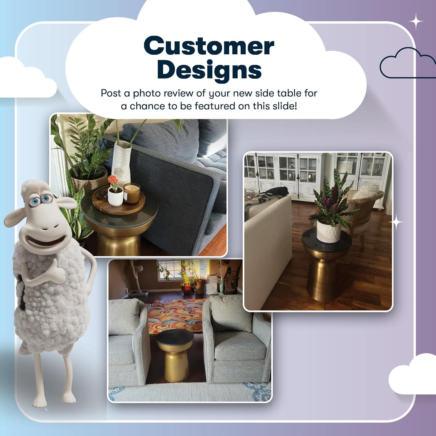 Finch Finch Adler Rothko Accent Side Table, Granite Top, Brushed Brass or Rose Gold Base, Hourglass Shape