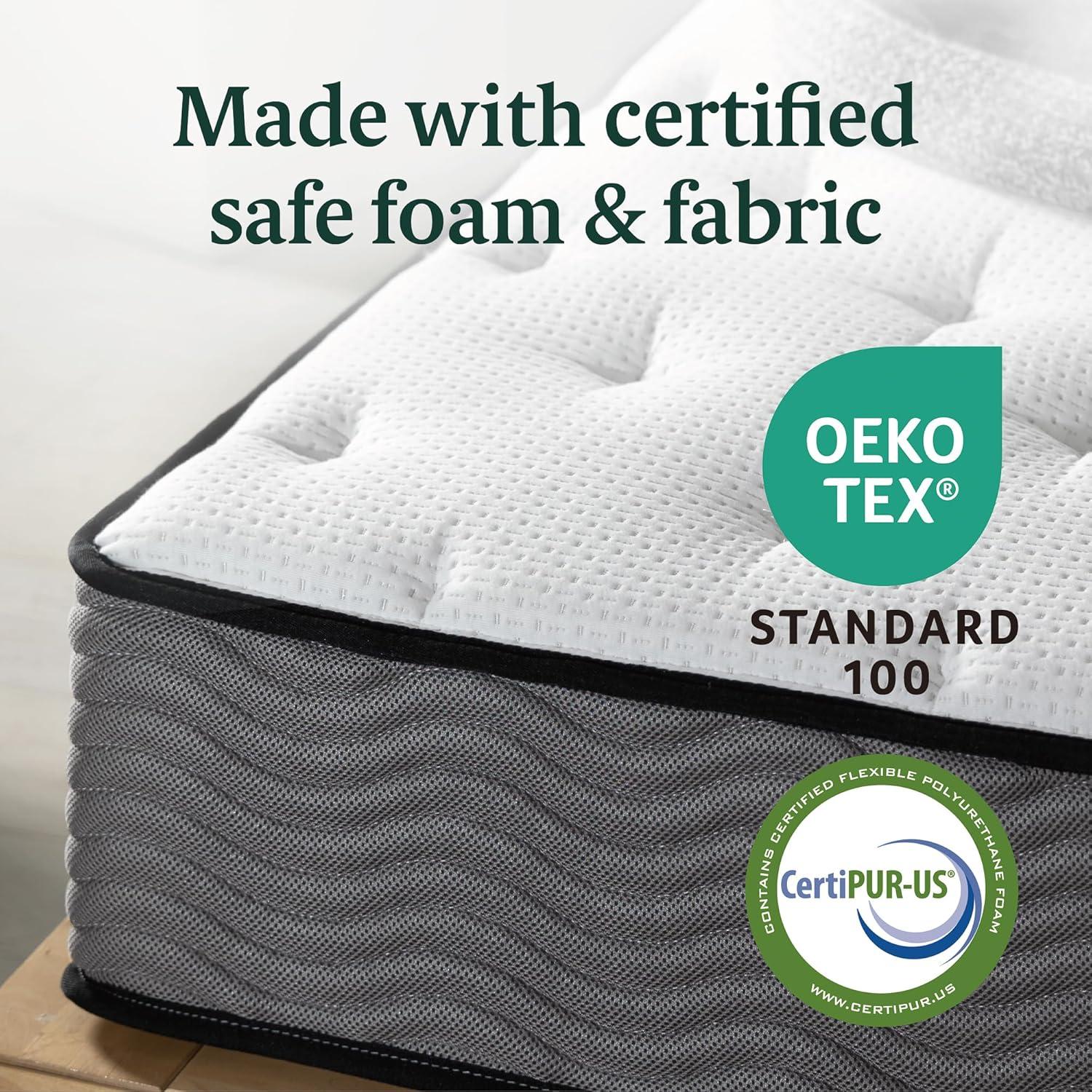 ZHENYING 10 Inch True Support Hybrid Mattress [New Version], Queen, Fiberglass Free, Medium Feel, Motion Isolation, Certified Safe Foams & Fabric, Mattress in A Box