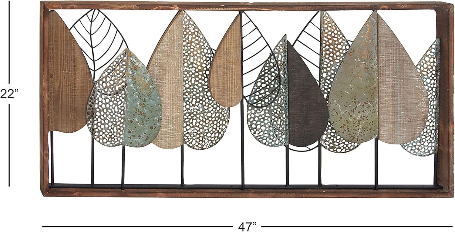 XMVJHOME Modern Leaf Wall Art Sculpture With Metal Wire Accents, Minimalist Botanical Home Decor, Open-Frame Design For Contemporary Interiors