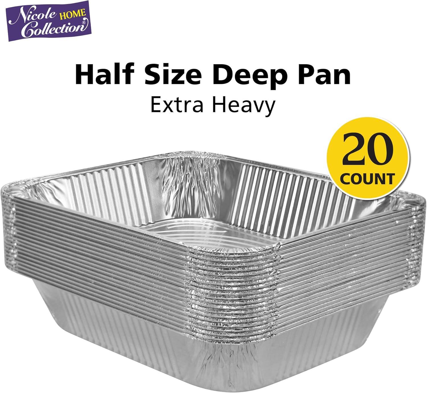 Extra Heavy Duty Half Size Aluminum Foil Pans, 20 Pack