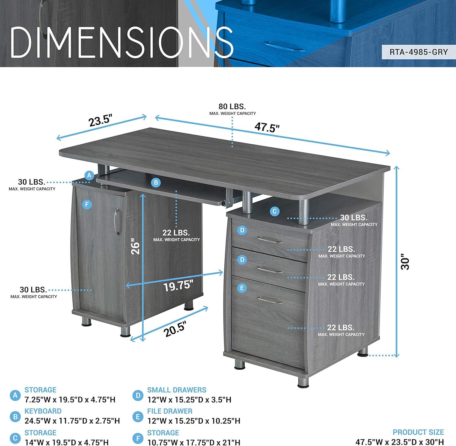 Complete Workstation Computer Desk with Storage, Keyboard Tray - Techni Mobili