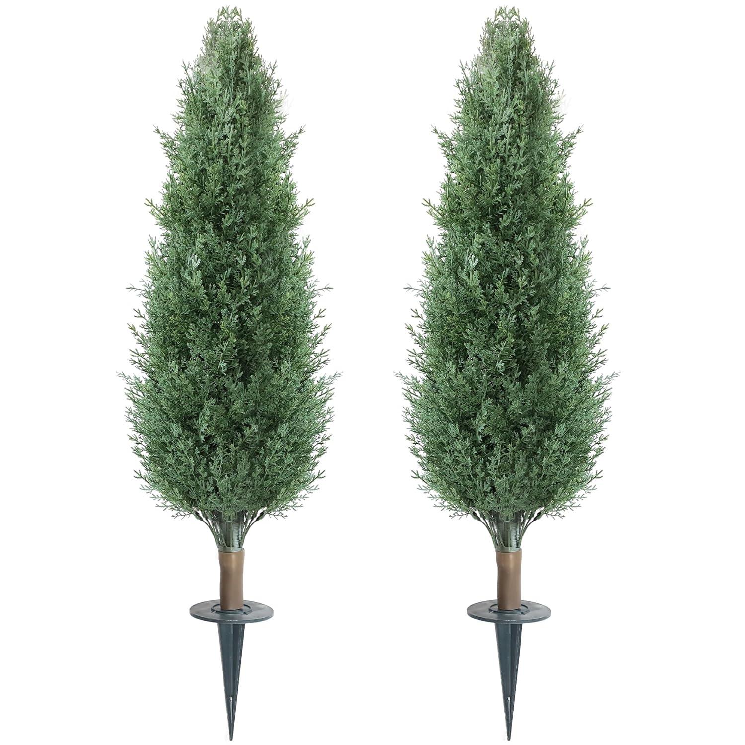 3ft Artificial Topiary Trees Set of 2, Faux Boxwood Tree for Outdoor Decor, Topiaries Plants Artificial Outdoors for Front Door Patio Garden C38