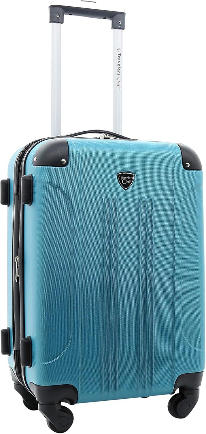 Travelers Club Chicago Plus Carry-On Luggage and Accessories Set With Tote and Travel kit-Color:Teal,Size:5 Piece