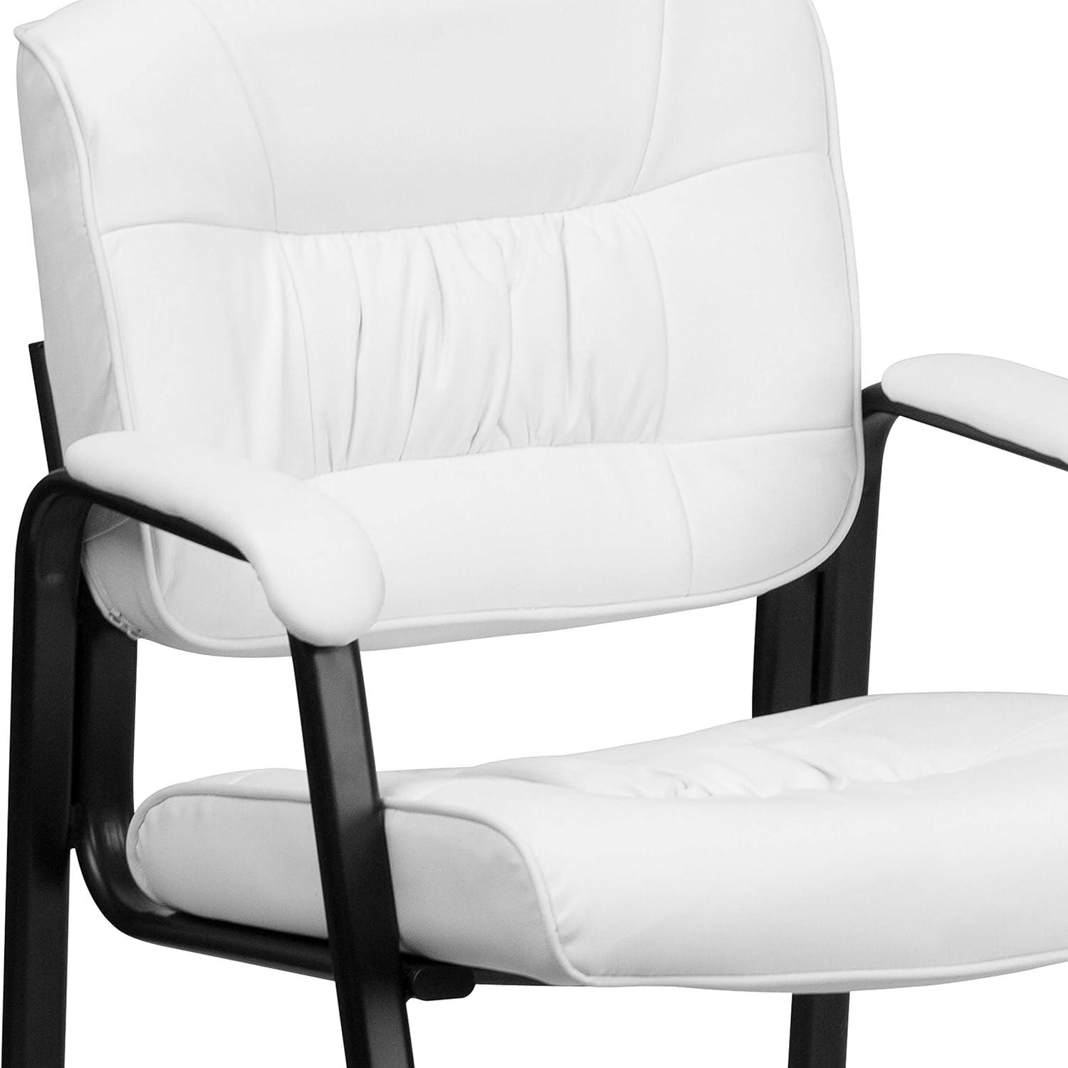 Emma and Oliver White LeatherSoft Executive Reception Chair with Black Metal Frame