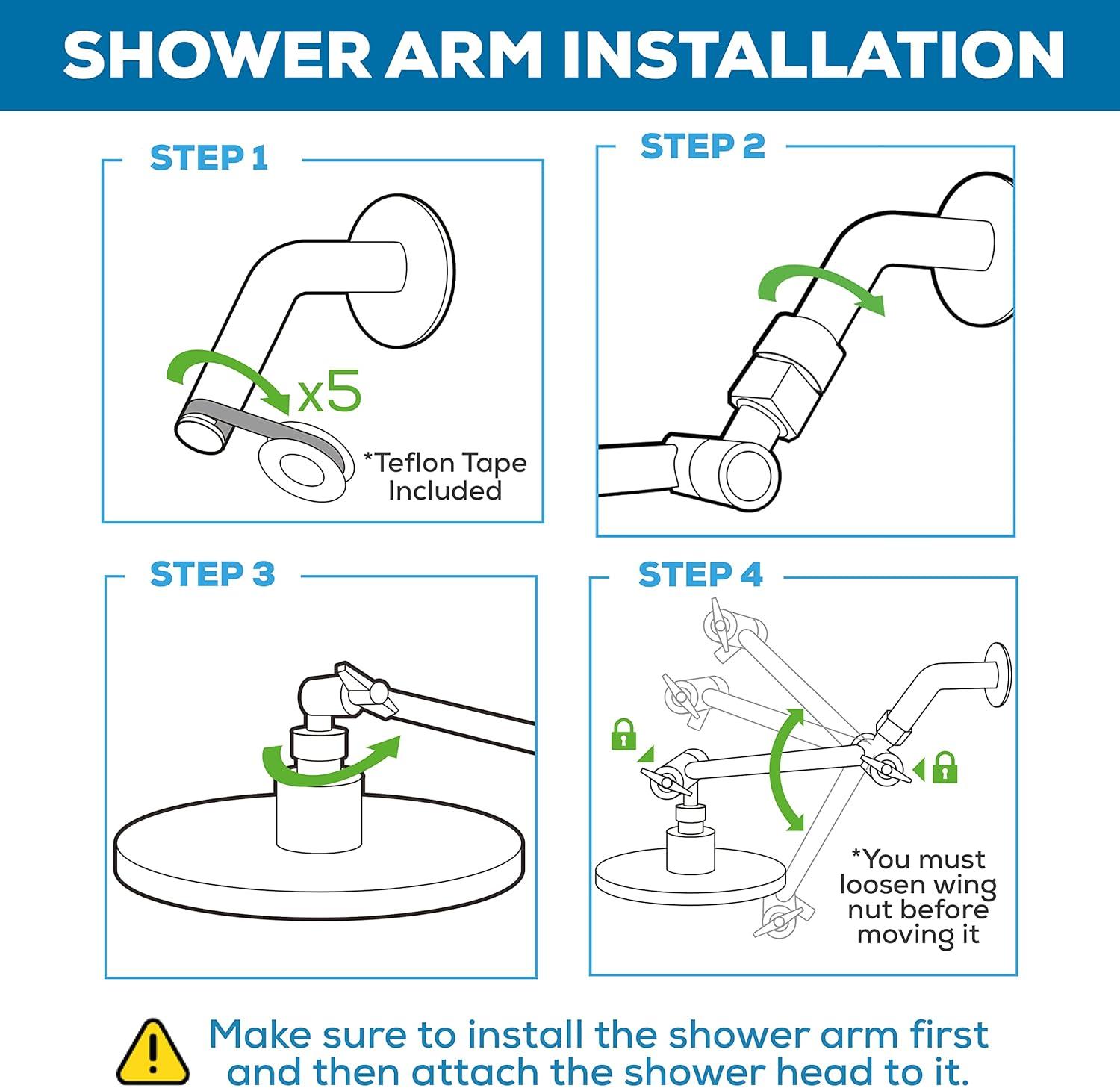 SparkPod 11" Solid Brass Shower Arm Extension - Easily Adjustable with Universal Connection to Showerheads (Luxury Polished Chrome)