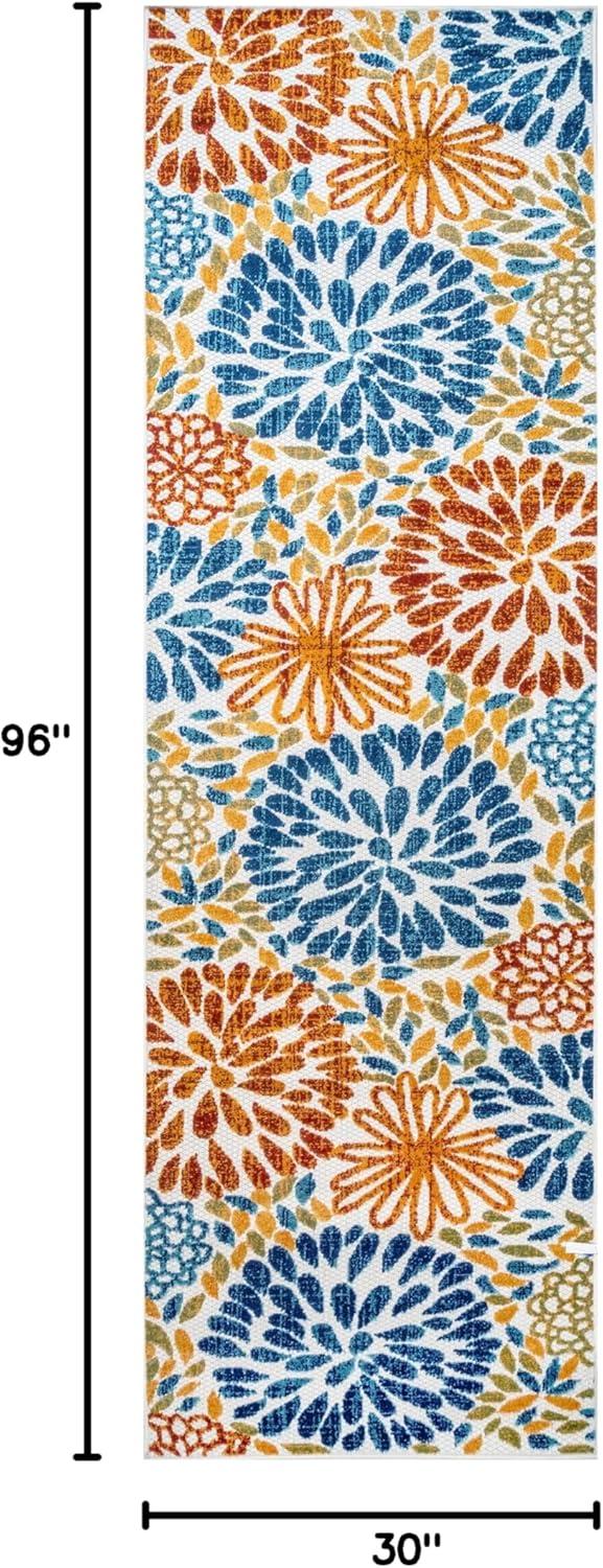 Nuloom Monique Floral & Paisley 8x10 Indoor/Outdoor Area Rug for Living Room Patio Deck Front Porch Kitchen, Blue/Multicolor