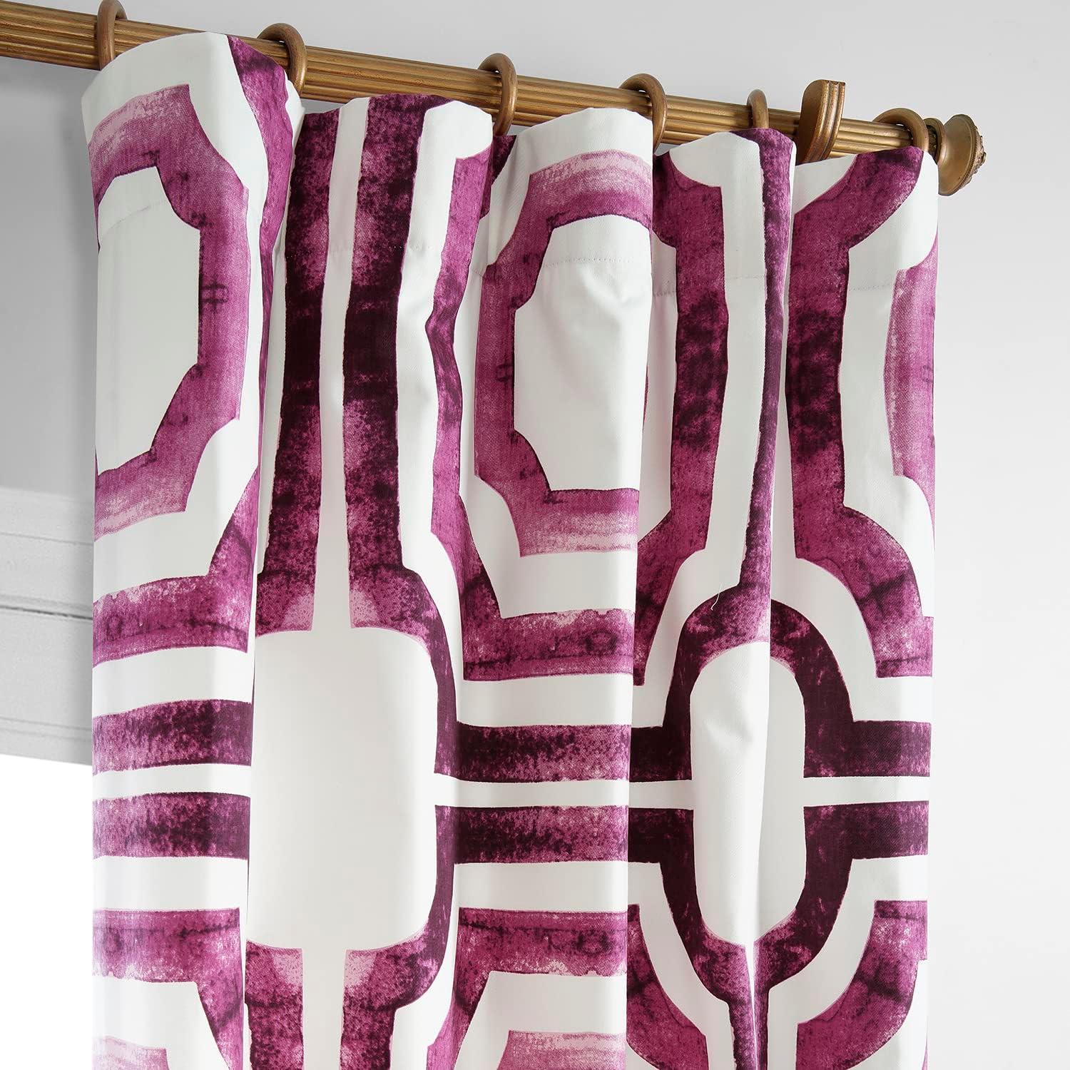 Mecca Pink Printed Cotton Curtain (1 Panel), Mecca Pink, 50W X 96L