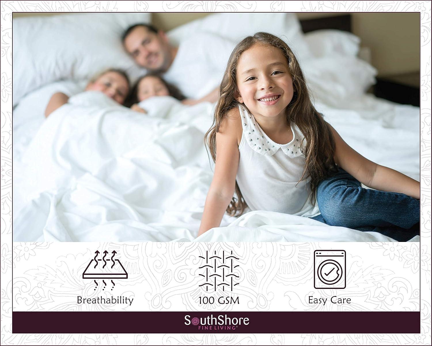 Southshore Fine Living Geometric Maze Easy Care 4PC Microfiber ultra-soft Sheet Set White-Grey Queen