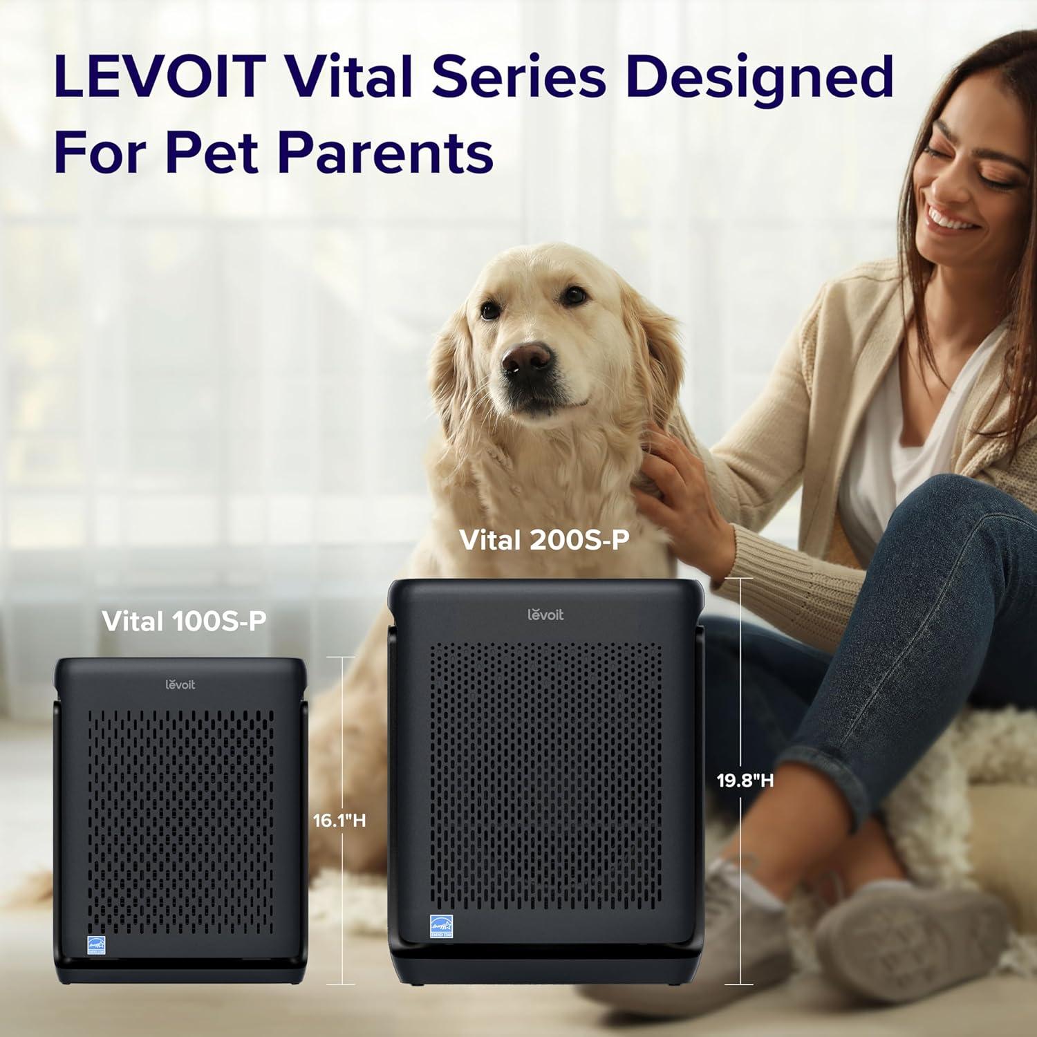 LEVOIT Air Purifiers For Home Large Room Up To 1800 Ft² In 1 Hr With Washable Filters, Air Quality Monitor, Smart Wifi, HEPA Sleep Mode For Allergies, Pet Hair, Pollen In Bedroom, Vital 200S-P