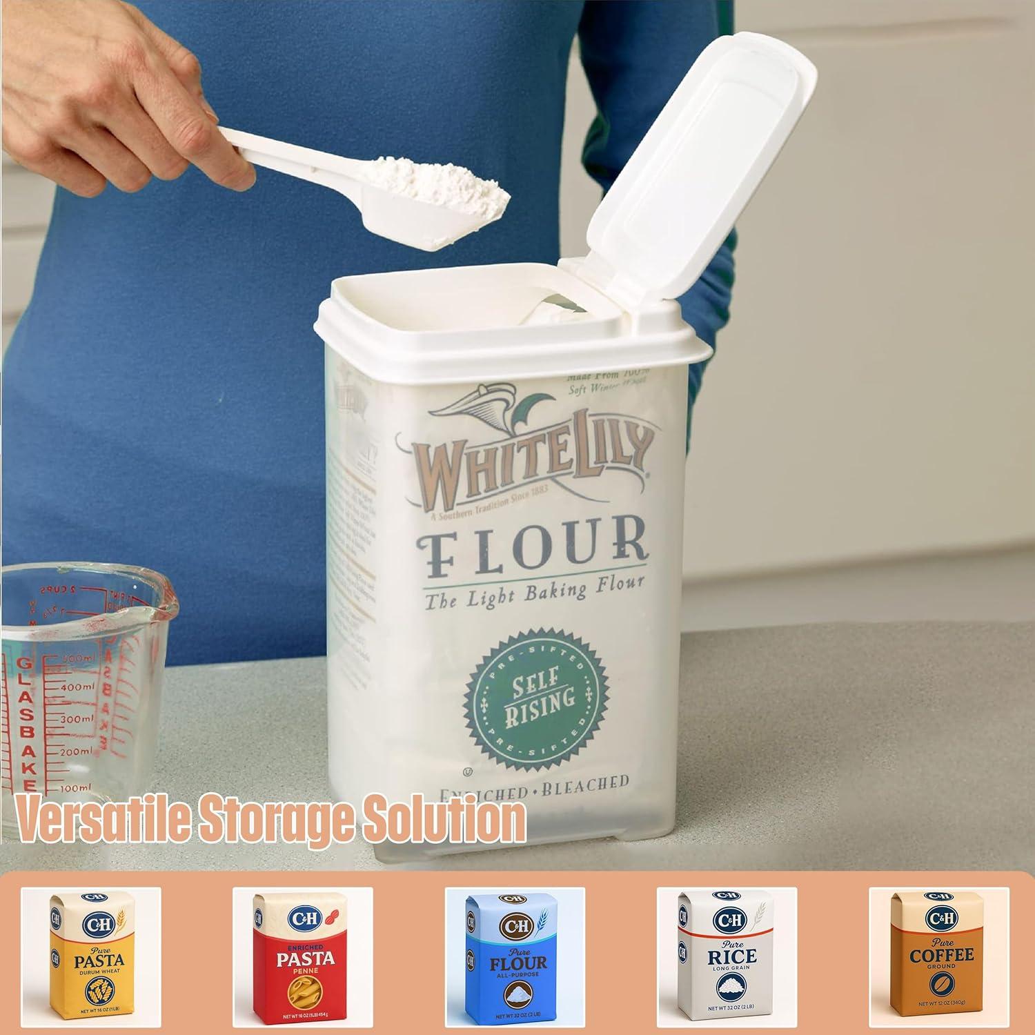 Buddeez Flour and Sugar Container - 3.75 Quart All Purpose Kitchen Organization and Storage Unit, Large Food Storage Container For Kitchen and Organizing Your Pantry (with Scoop)