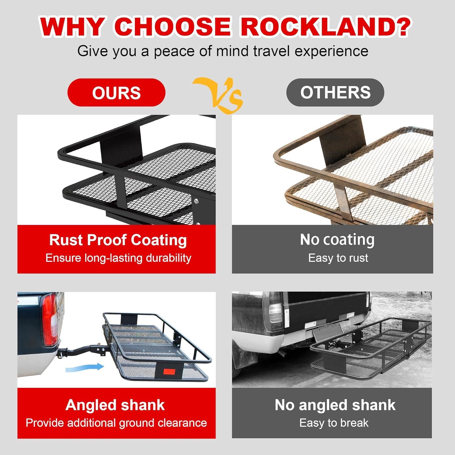 ROCKLAND Rockland 60 x 24-Inch Hitch Cargo Carrier 60-in L x 24-in W x 6-in H Steel Hitch Cargo basket