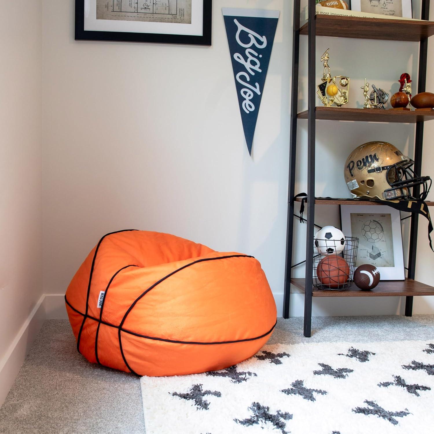 Basketball Plush Child-Sized Bean Bag Chair with Removable Cover