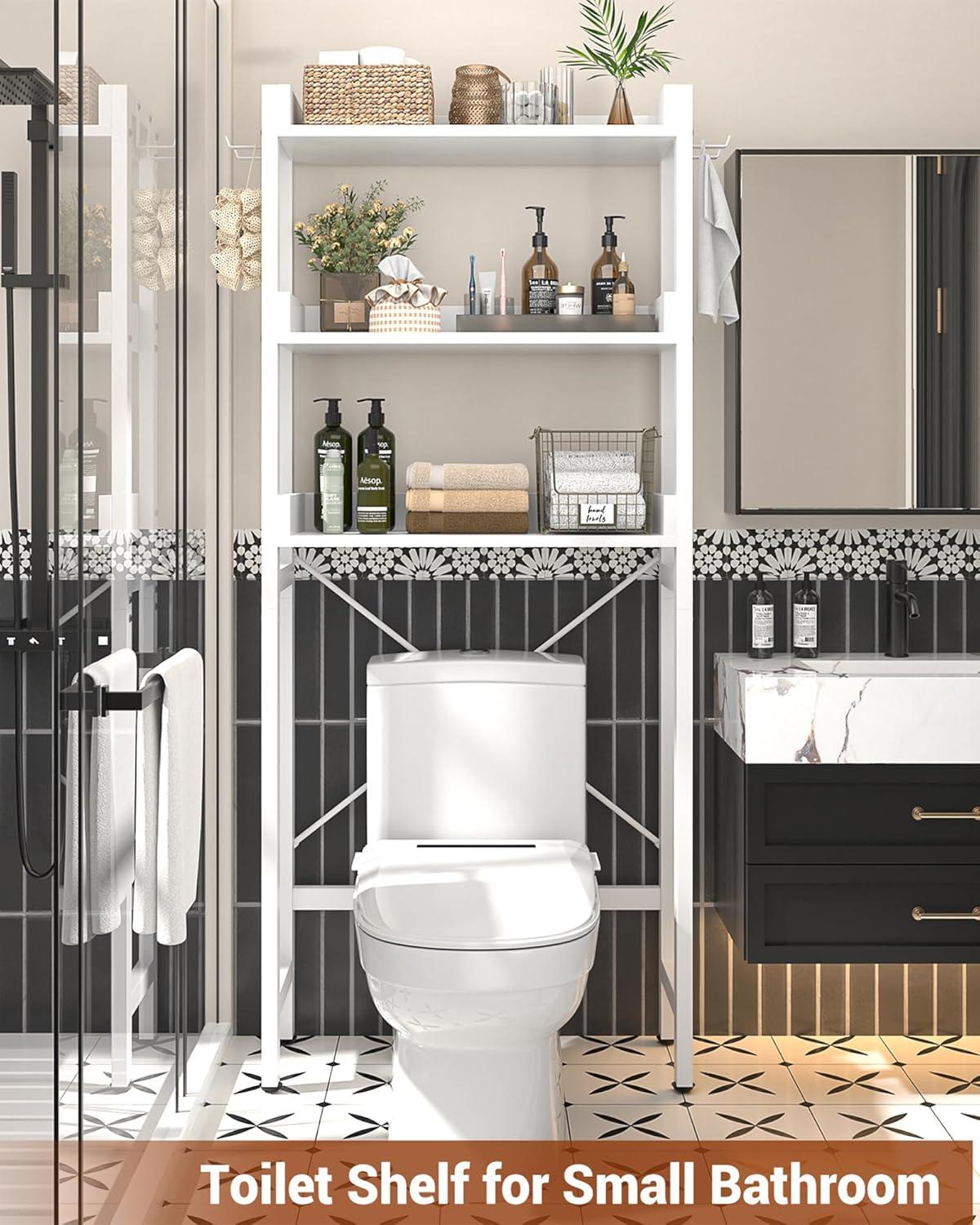 Lorelia Over The Toilet Storage Shelf 3-Tier Bathroom Shelves Over Toilet Shelves White