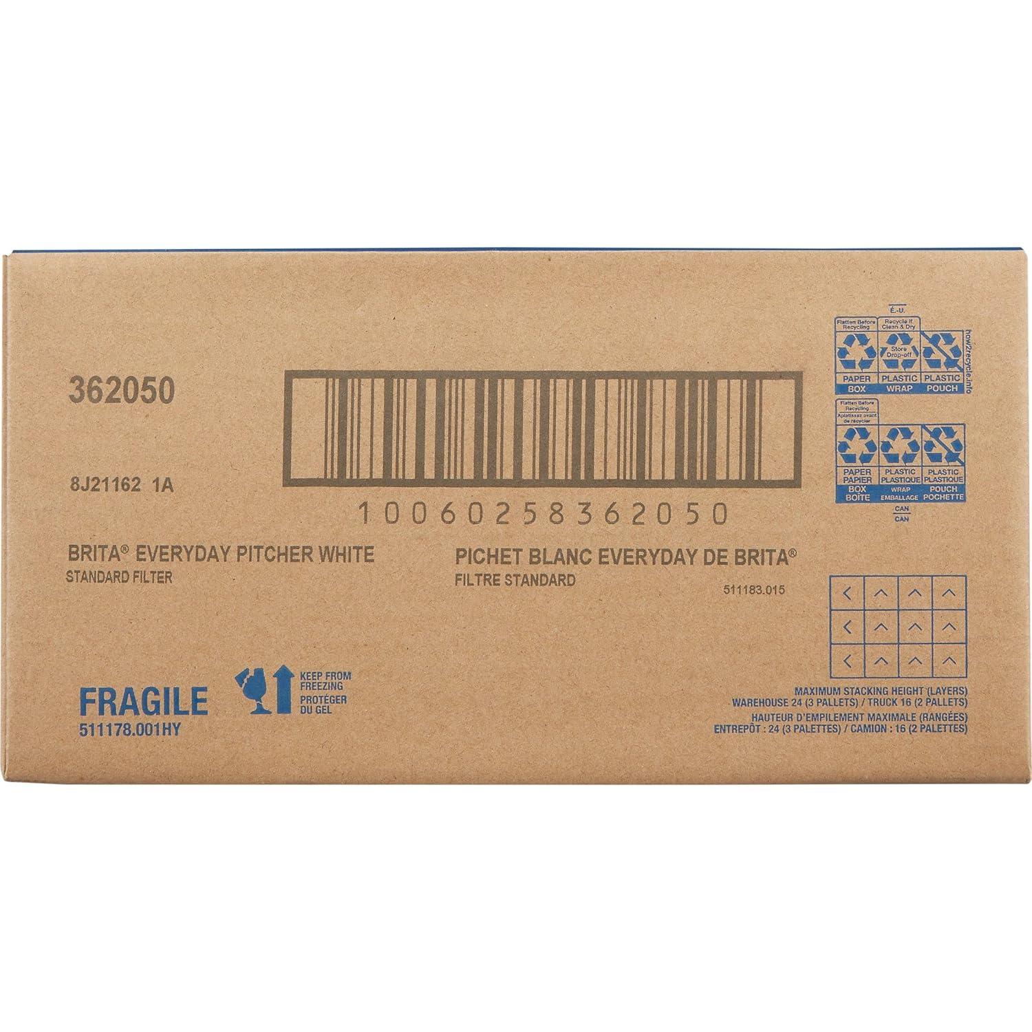 Brita Large 10 Cup Water Filter Pitcher with 1 Standard Filter, BPA Free, Everyday, White