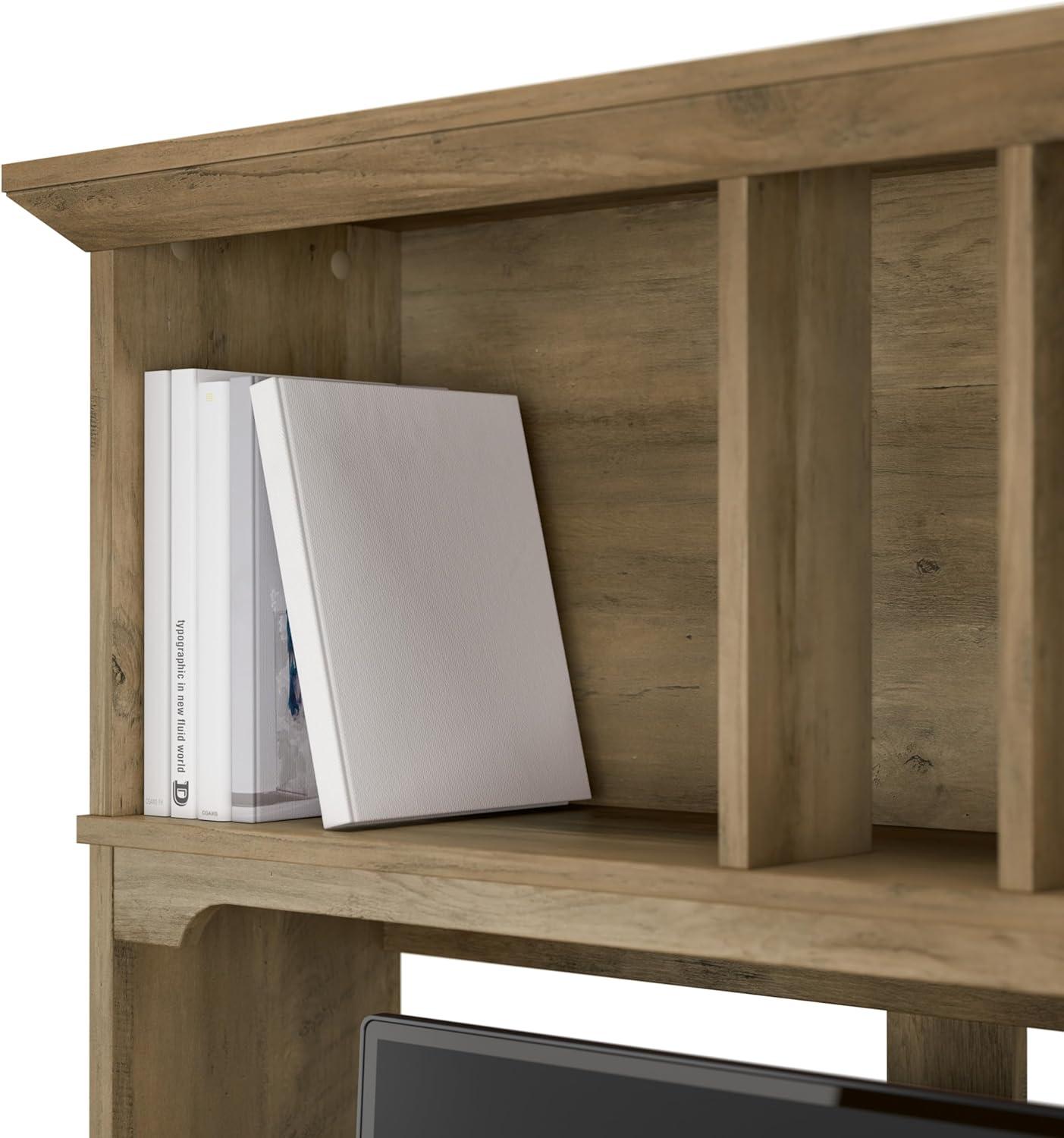 Bush Furniture Salinas Farmhouse 60 in L Shape Desk with Hutch, Box Drawer and Storage Cabinet in Reclaimed Pine (Ships in 2 boxes)