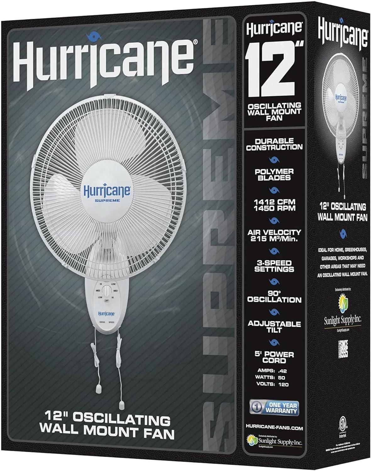 Hurricane Oscillating Wall Mounted Fan