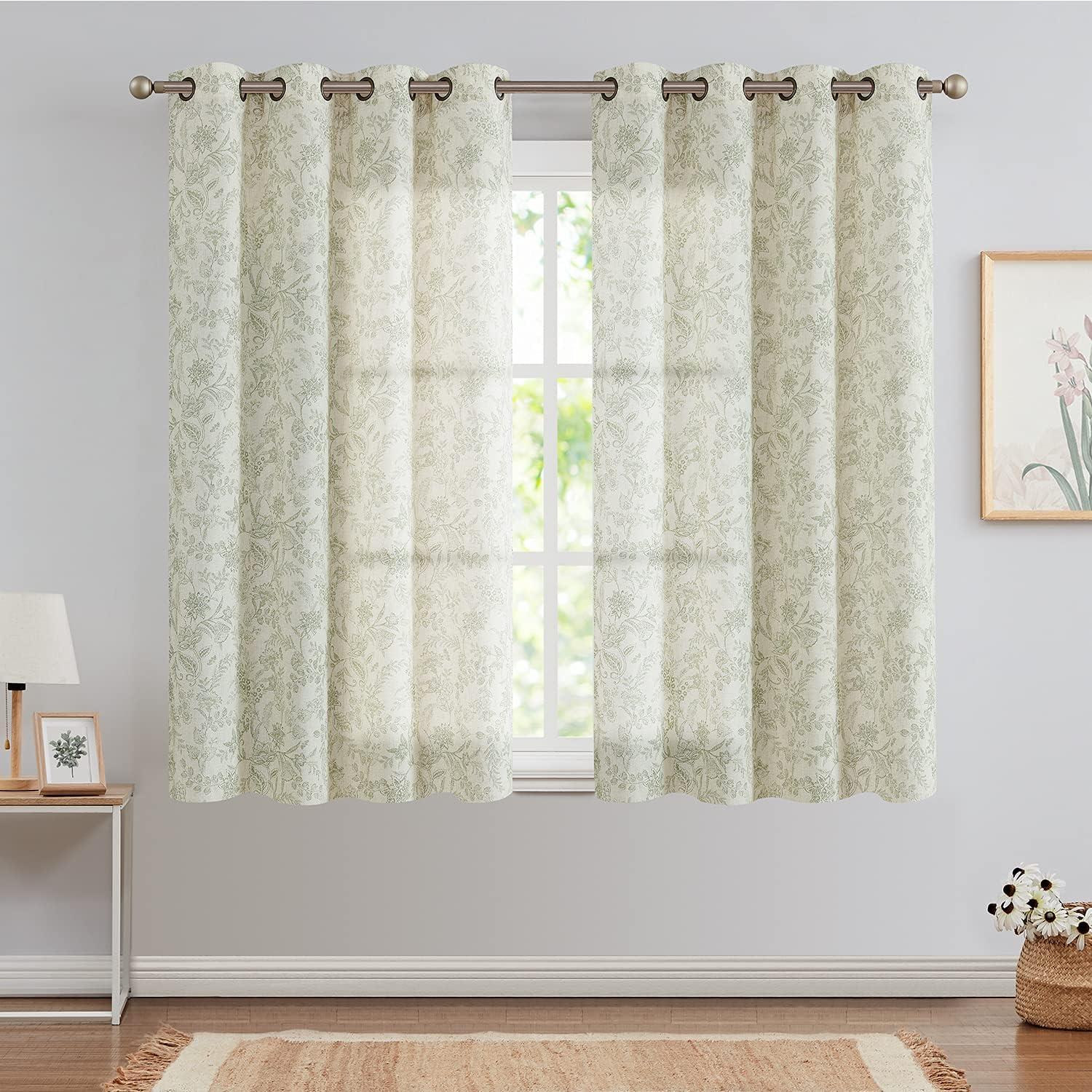 Floral Linen Blend French Country Curtains