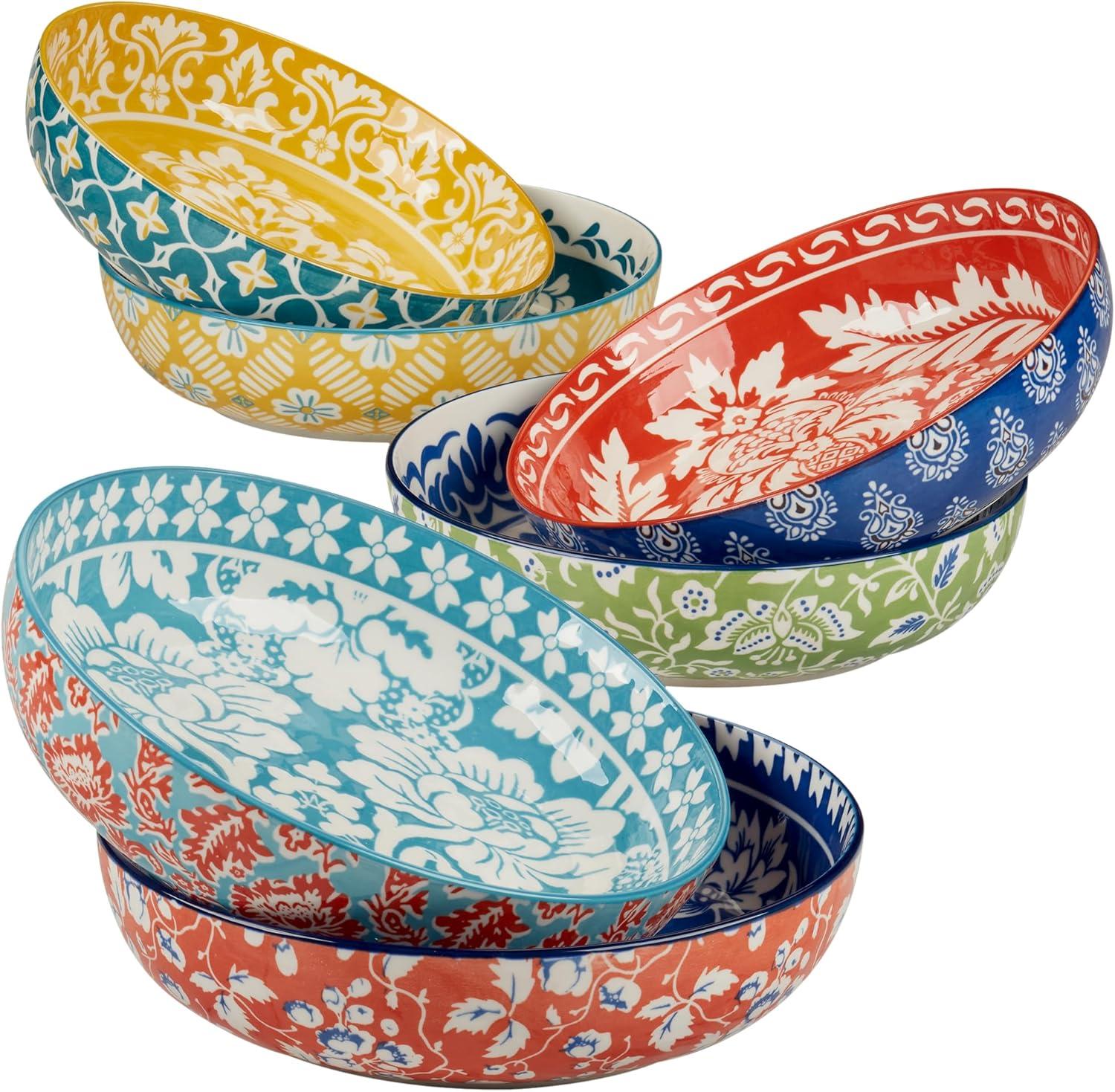 Panache Set of 6 Soup Pasta Bowl 6 asst 9.25in Diam x 2.25in 40oz (Set of 6)