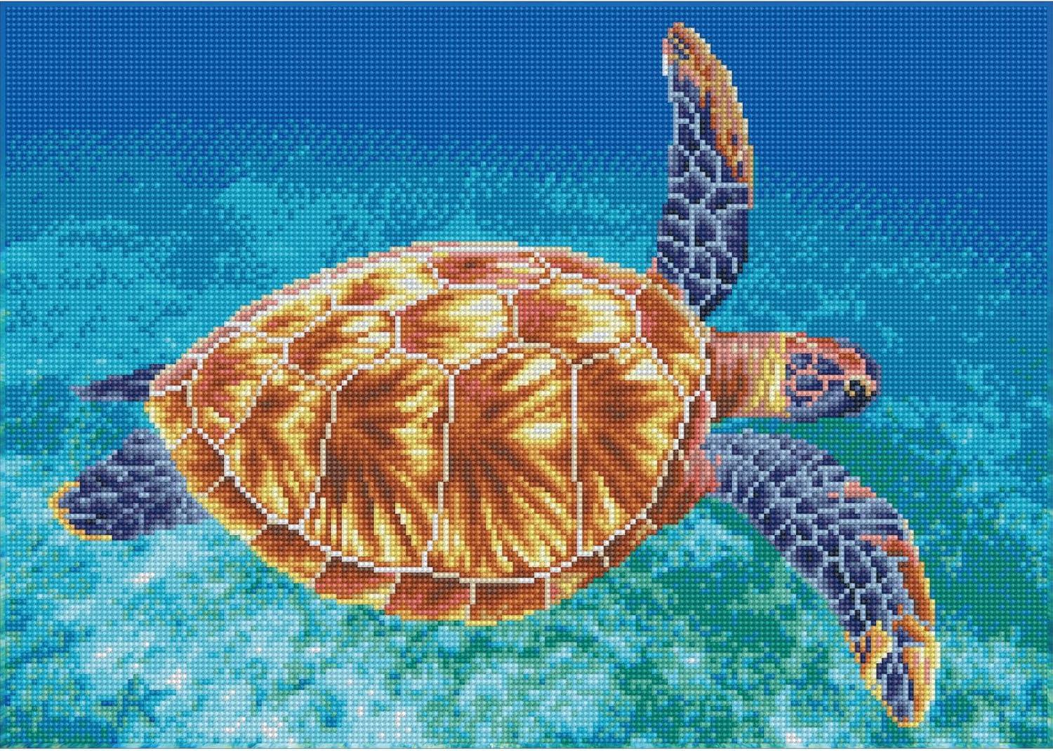 Graceful Swimmer Turtle Square Diamond Painting Kit 14.57" x 20.47"
