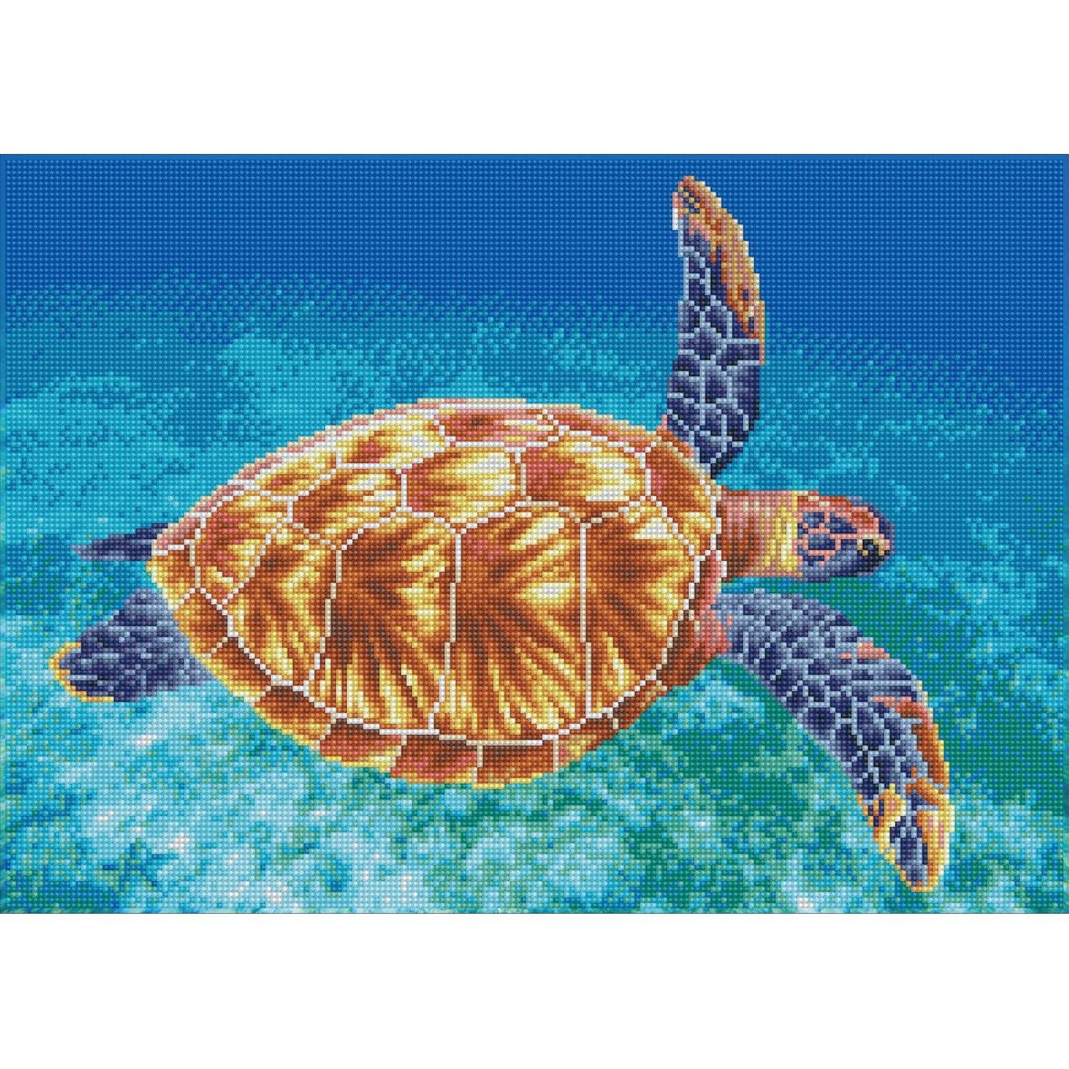 Graceful Swimmer Turtle Square Diamond Painting Kit 14.57" x 20.47"