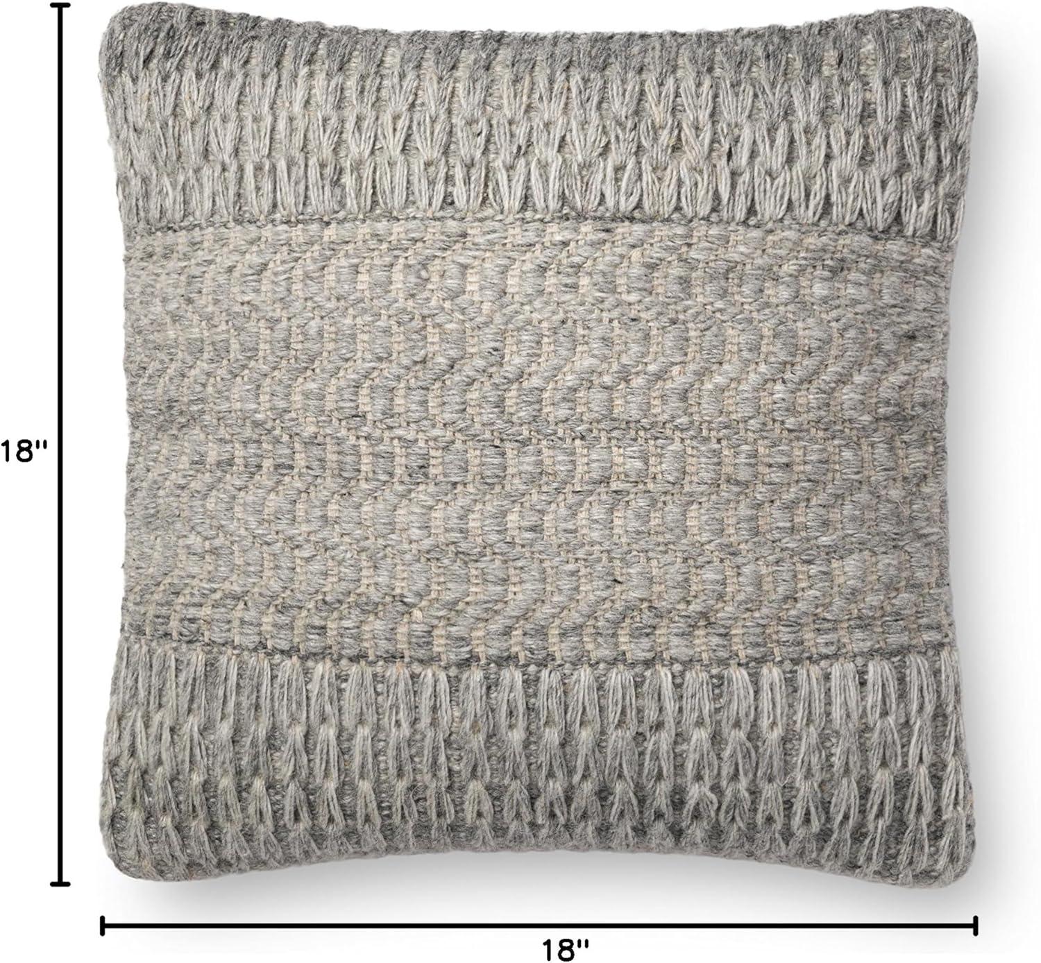 Modern Grey Woven Cotton-Polyester 18" Throw Pillow