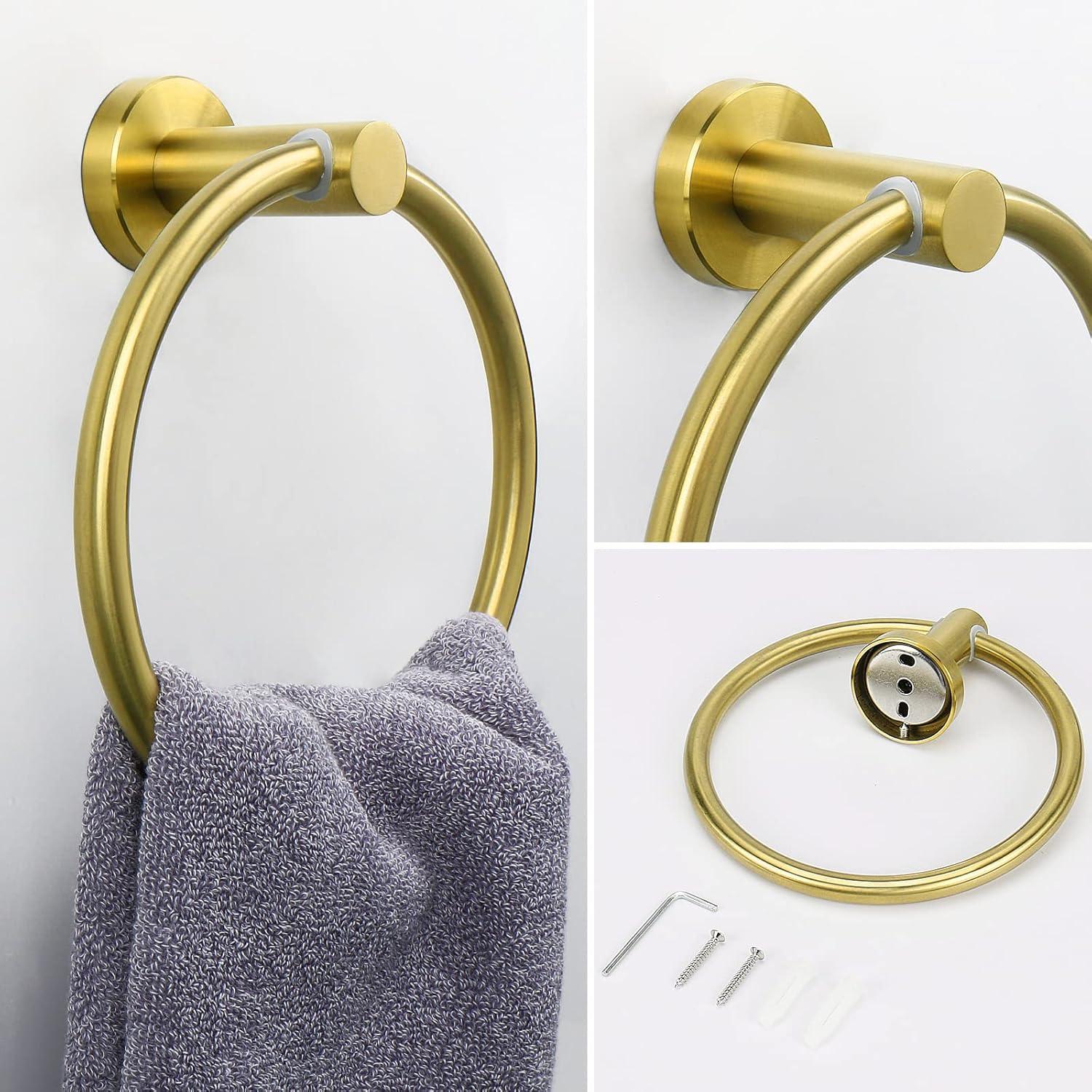 Chihod Toilet Paper Holder & Towel Ring Brushed Gold Hand Towel Holder 2-Pieces Bathroom Accessories Towel Rack Wall Mounted Bathroom Hardware Set Stainless Steel C38