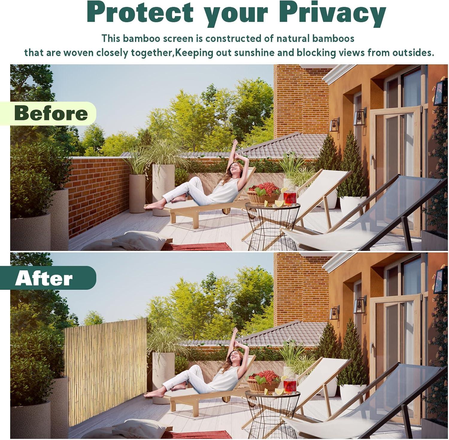 Backyard X-Scapes Natural Bamboo Fencing Decorative No Dig Fence Panels 3/4" D