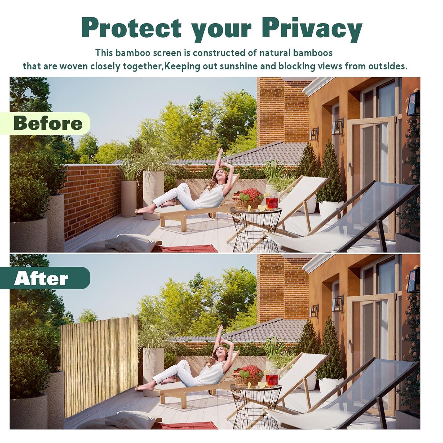 Backyard X-Scapes Natural Bamboo Fencing Decorative Privacy Screen No Dig Fence Panel