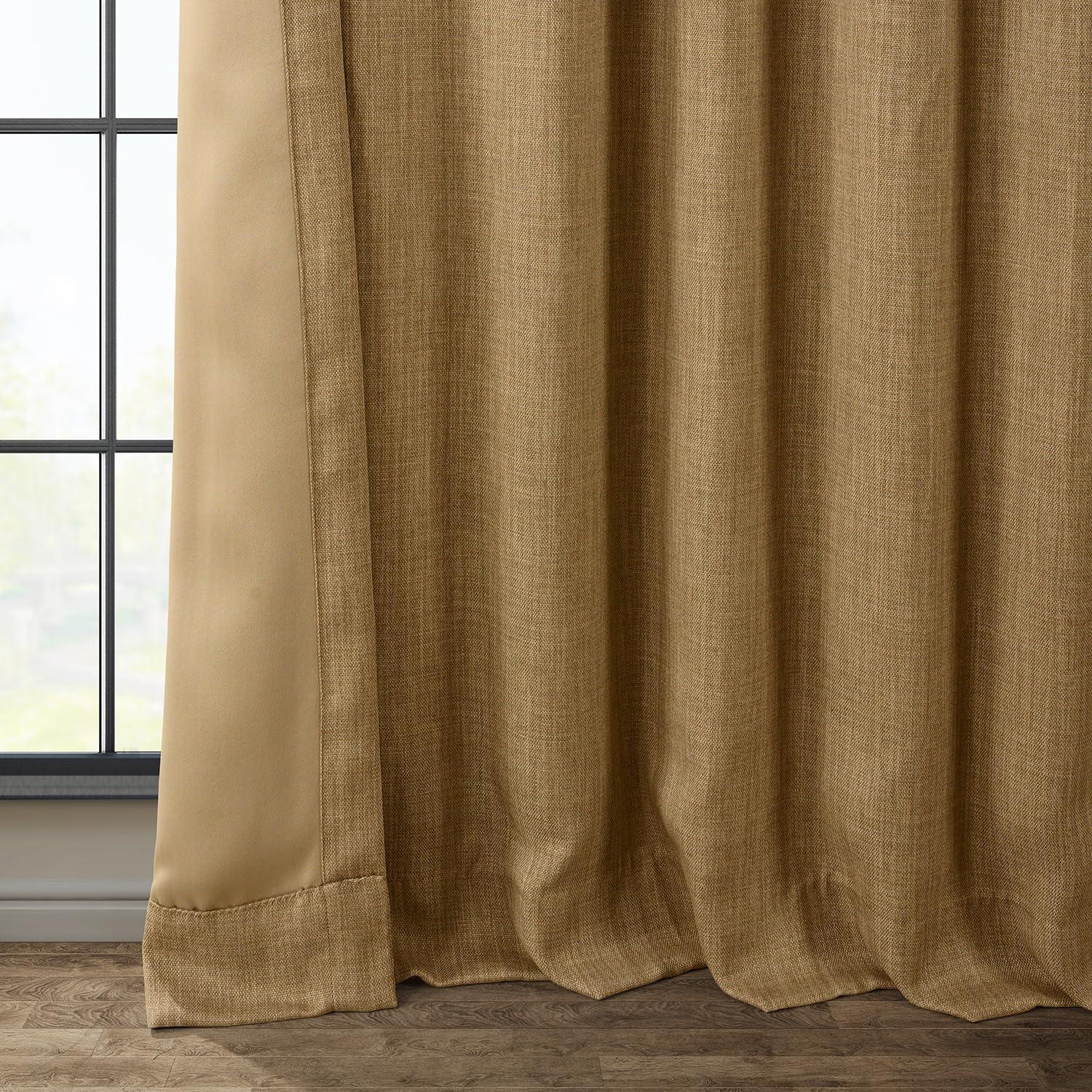 HPD Half Price Drapes Butterscotch Faux Linen Room Darkening Curtains for Bedroom & Living Room Curtains (1 Panel), Door & Window Curtains 120 inches long, 50W X 120L