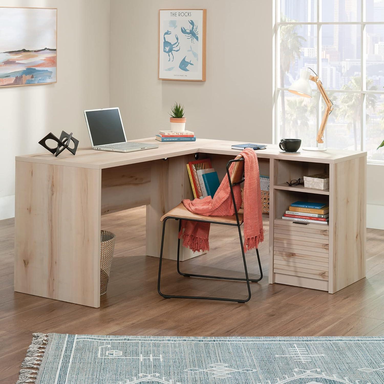 Harvey ParkL Shape Desk Pacific Maple - Sauder: Home Office Furniture, Modern Design, Storage Space