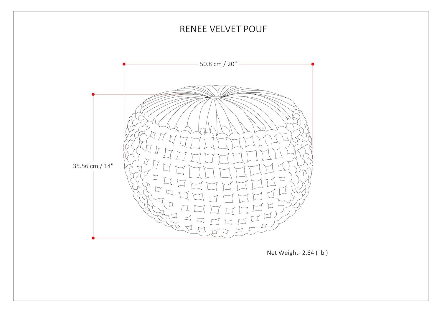 Renee Slate Grey Velvet Round Tufted Pouf