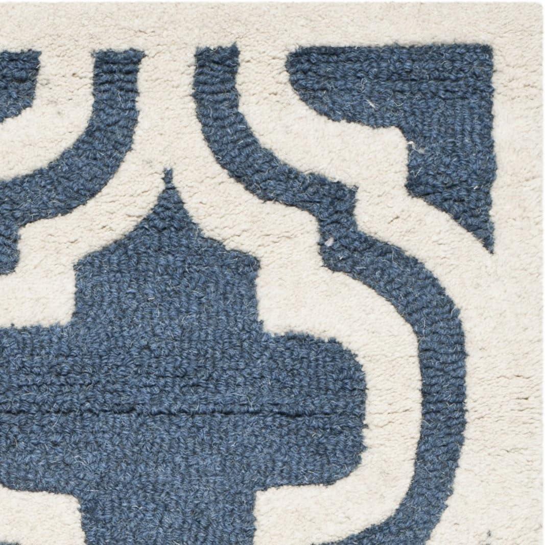 SAFAVIEH Cambridge Kirsten Geometric Wool Area Rug, Navy/Ivory, 3' x 5'