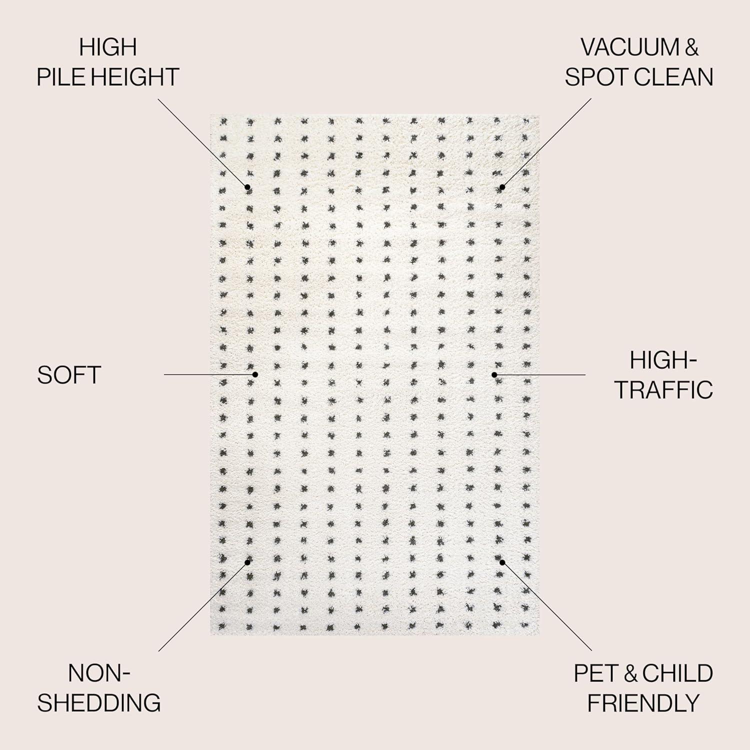 Pele Modern Geometric Dot Shag Indoor Area Rug - JONATHAN Y